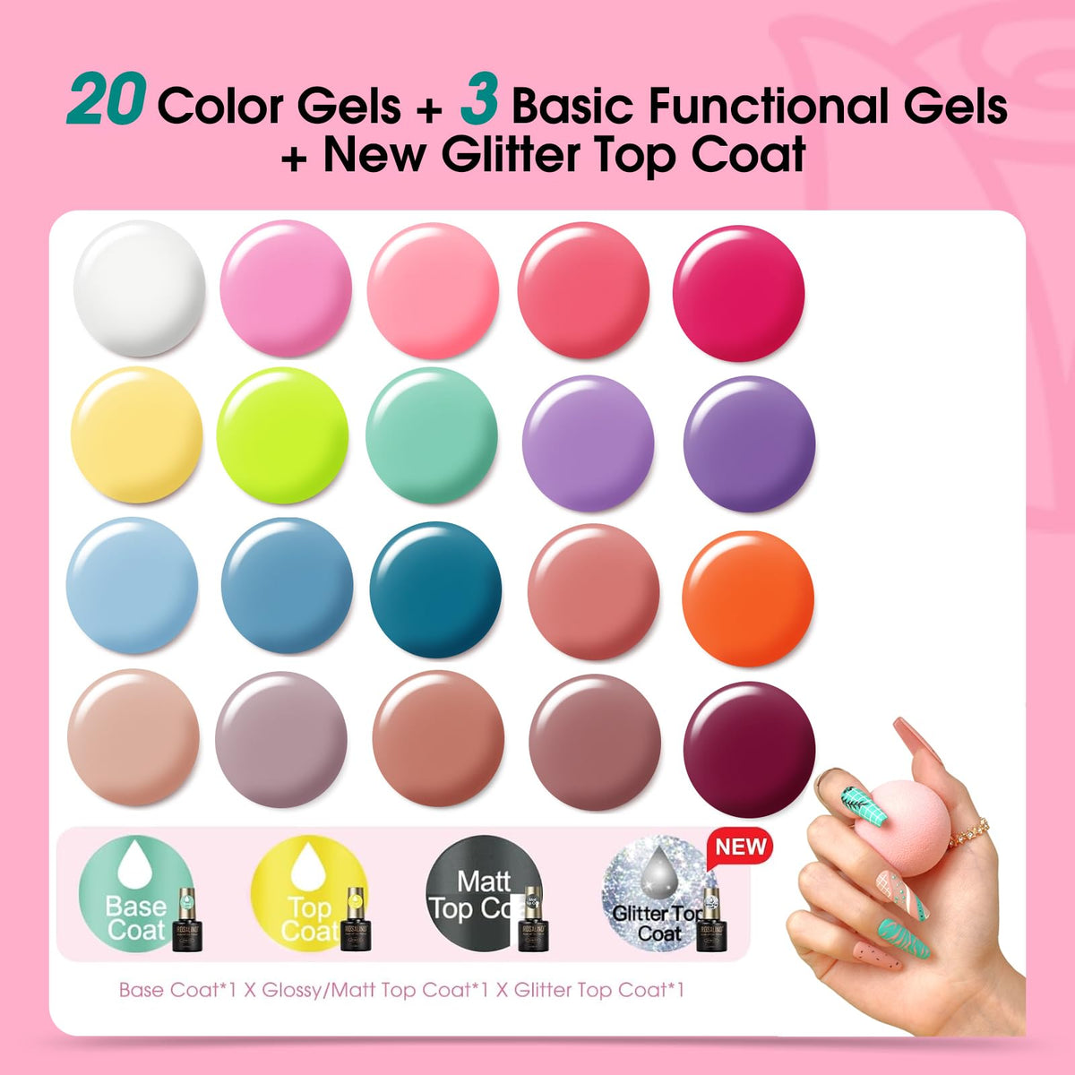 UV Nagellack Set Weiß Rosa Violett Rot Grün Blau Gel