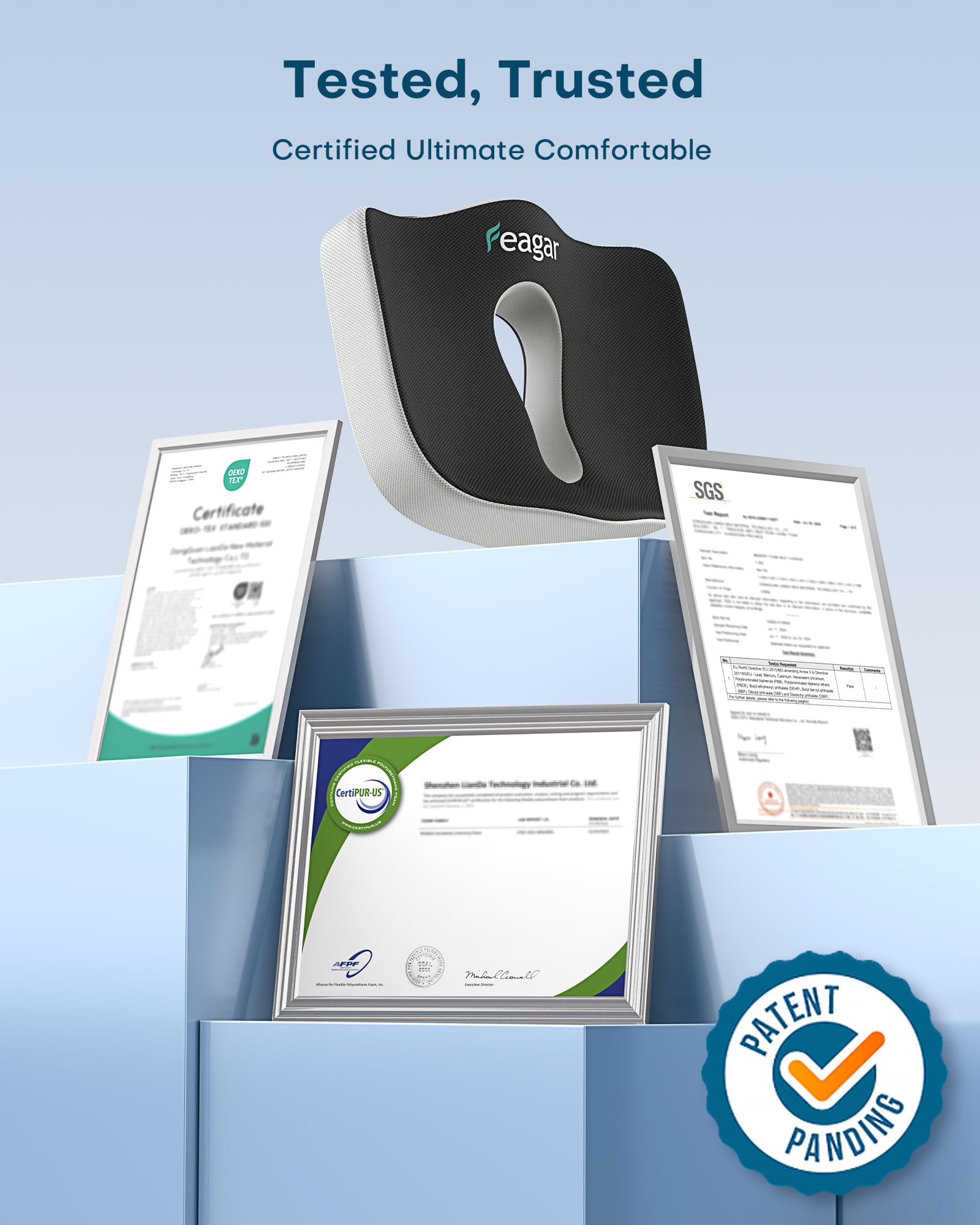 Sitzkissen, Orthopädisches Sitzkissen aus Memory Foam, Ergonomisches Sitzkissen für Bürostuhl /Autositz / Steissbeinkissen Stuhlkissen Sitzkissen Outdoor Zuhause, Schwarz