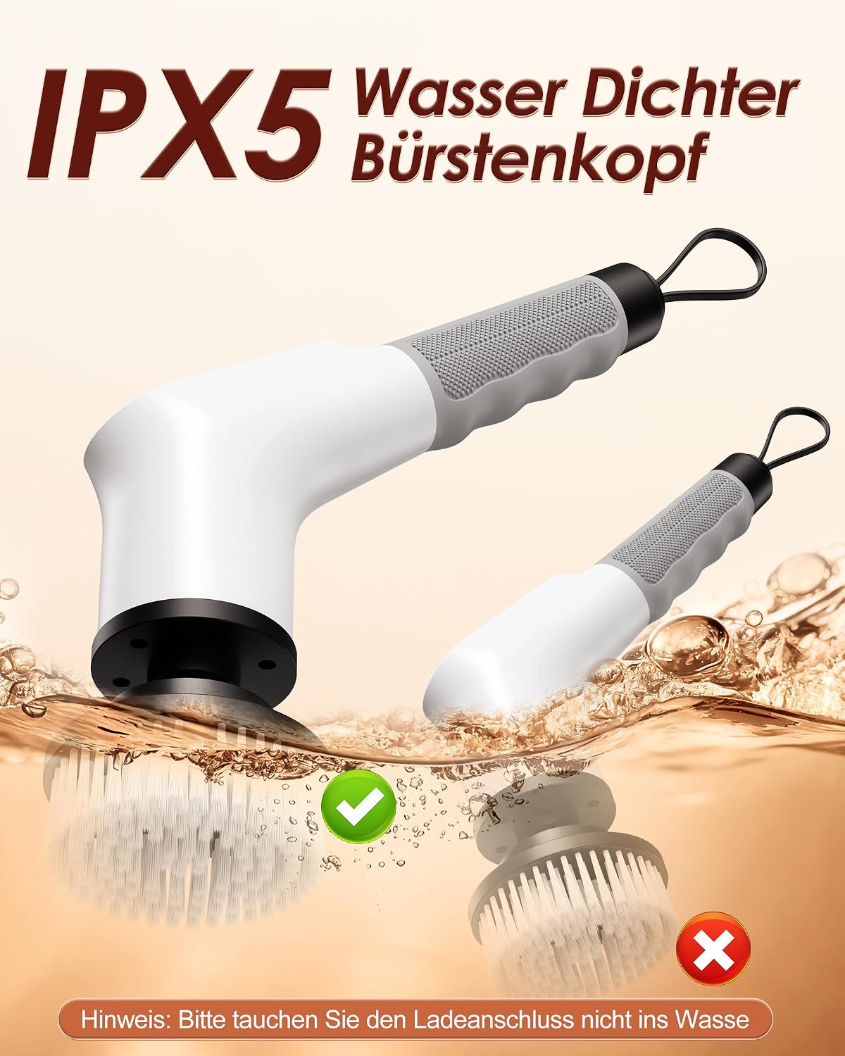 Elektrische Reinigungsbürste, 8 in 1 Electric Cleaning Brush | mit austauschbaren Bohrbürstenköpfen, Wanne mopSet, Elektrische Putzbürste mit Verstellbarem Griff für Bad Küche Auto Fußbode