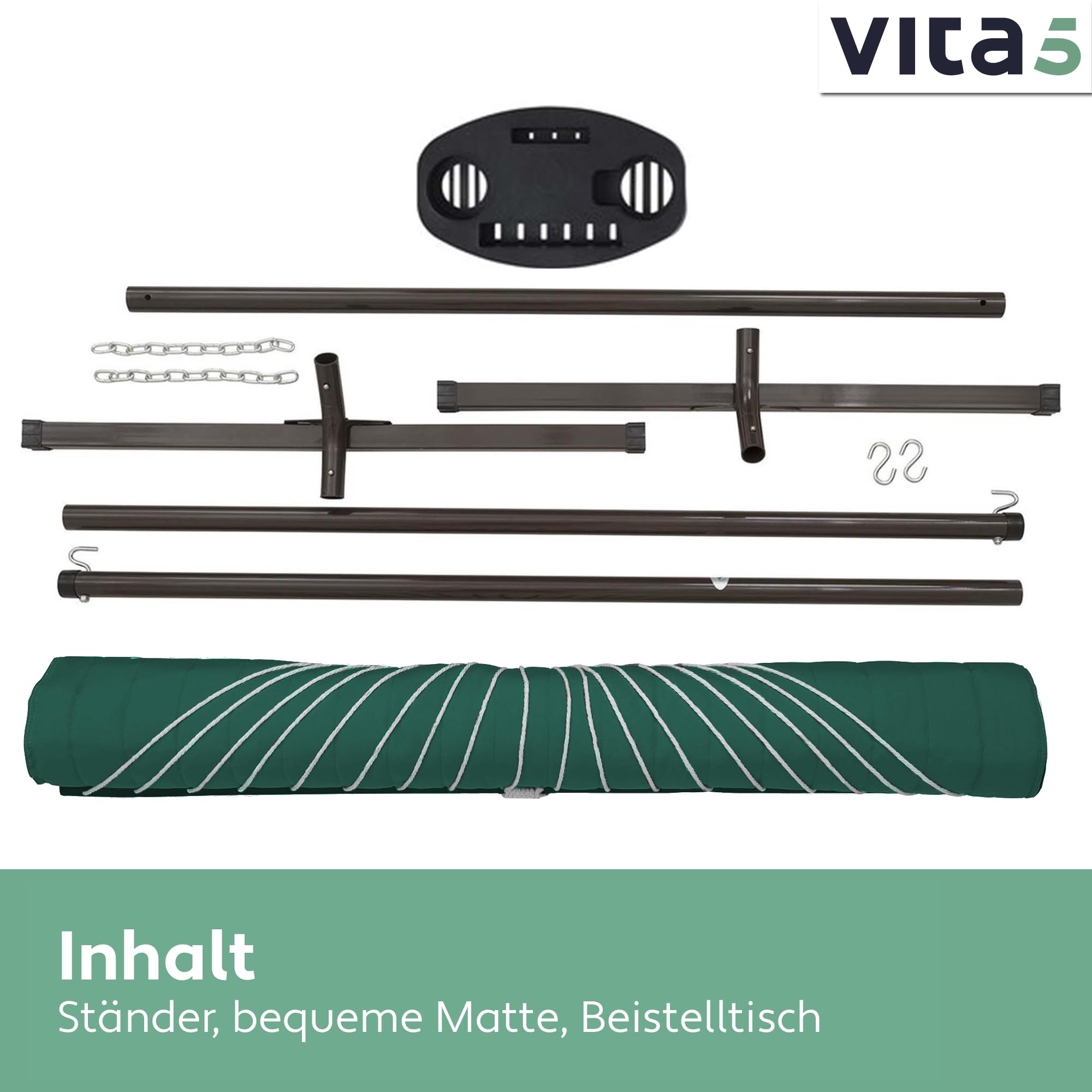 Hängematte mit Gestell und Tisch - Hängematte Outdoor für den Garten, Pool & Balkon - Großzügige Hängematten 2 Personen - Doppelhängematte mit Ständer und Beistelltisch - 200 kg Belastbarkeit