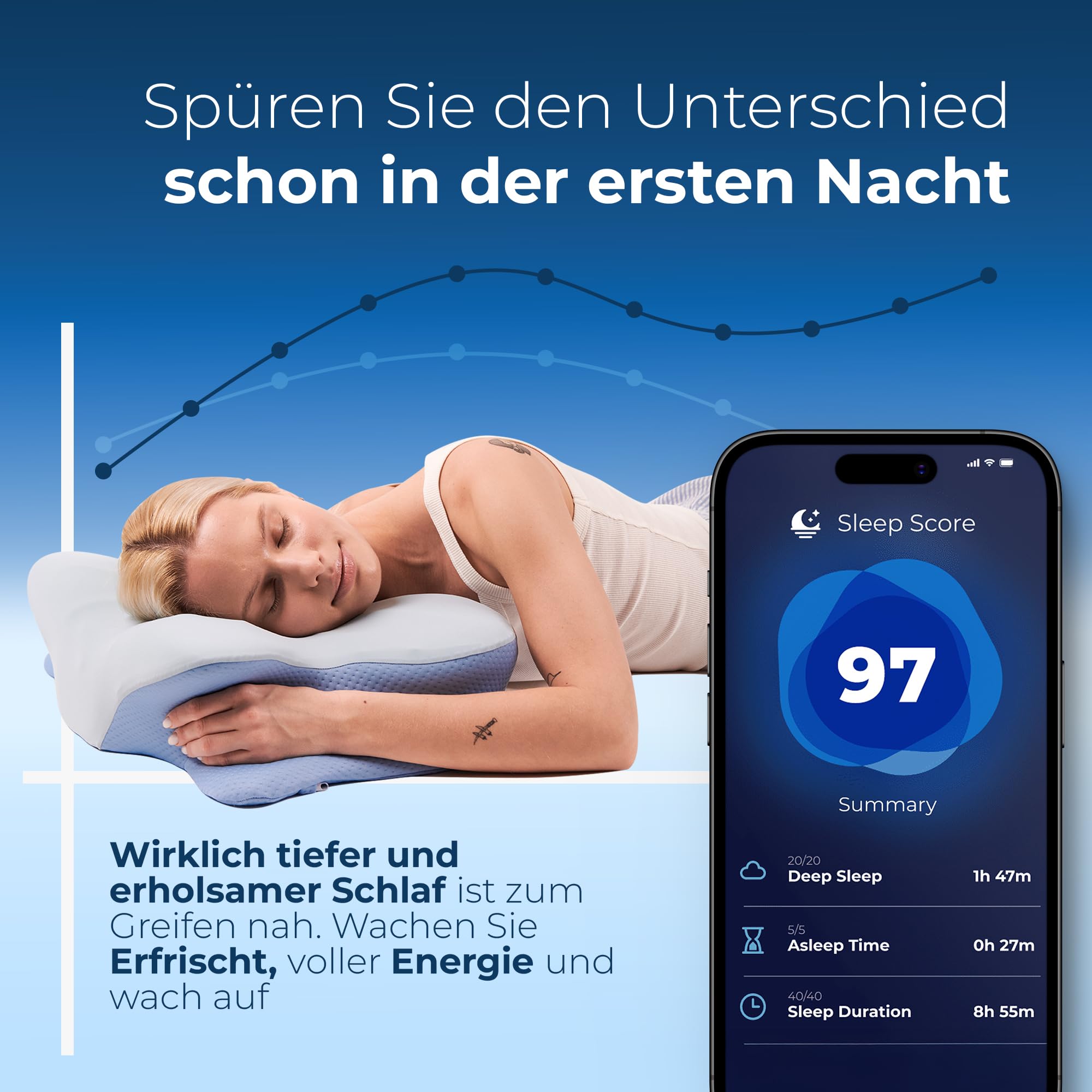 Ergo Halskissen, Memory Schaumkissen, Halsstütze Kissen, Ergonomisches Kissen, Kissen für Seiten, Rücken- und Bauchschläfer