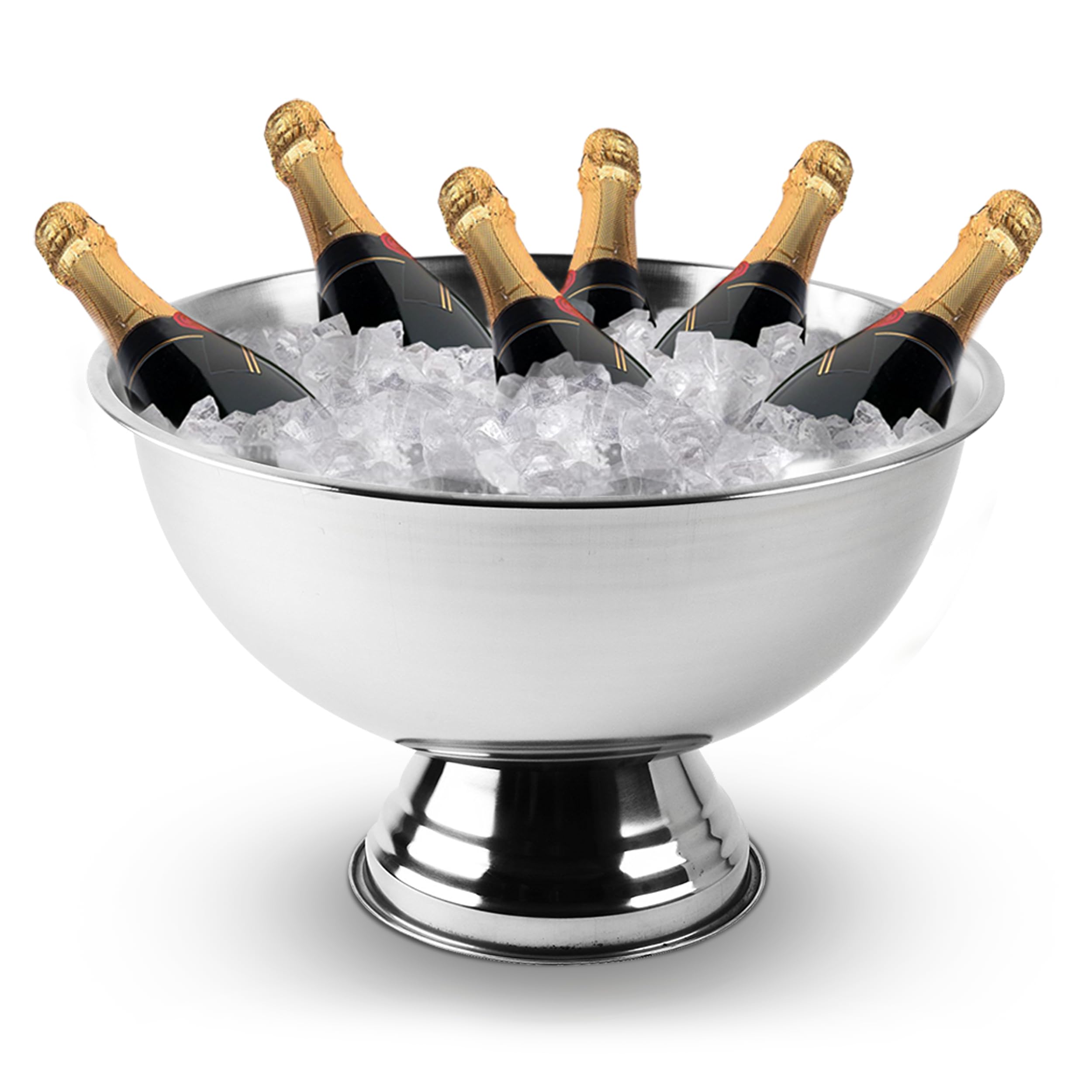 Design Sektkühler aus Edelstahl Ø40 cm Champagnerschale für bis zu 6 Flaschen – Flaschenkühler für den edlen Genuss von Champagner, Sekt, Wein, Spirituosen, Bier (40, Silber poliert)