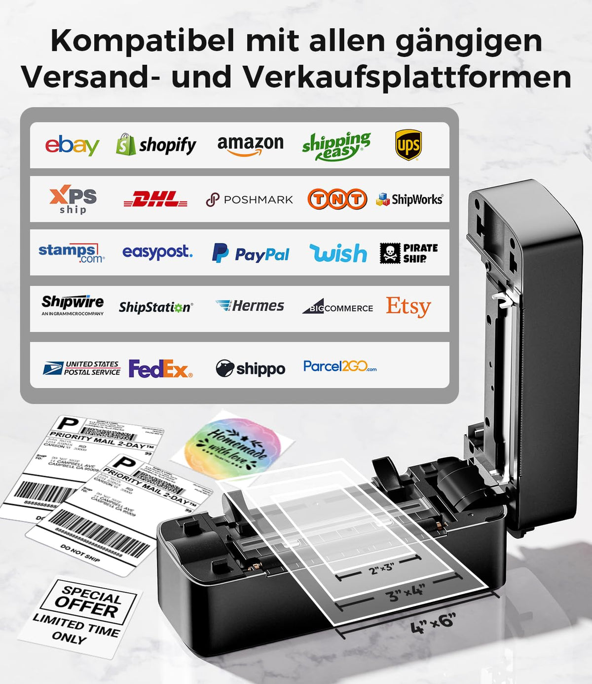 Bluetooth DHL Etikettendrucker, Label Printer - Thermodrucker