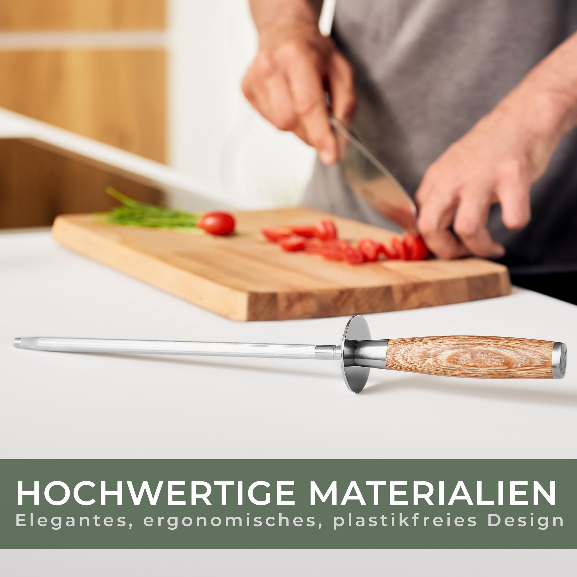 Magnetische Messerstreifen (40 x 5 cm) - Magnetstreifen aus elegantem Akazienholz - Magnetische Messerhalter für schwere Messer - Magnetische Messerstreifen zum Kleben oder Schrauben - Magnetische Messerhalterung