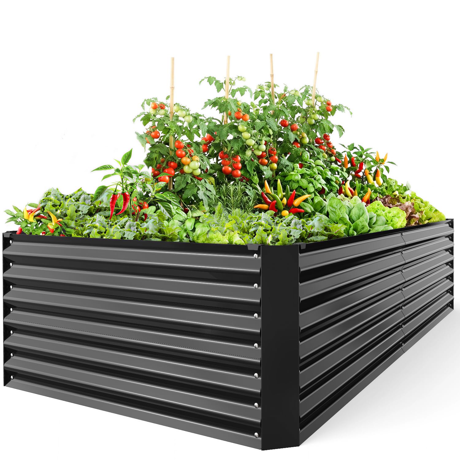 Hochbeet Metall Pflanzenbeet 180x90x60cm, Wetterfestes Stahlblech Hochbeete für Gemüse Erhöhte Extragroße, Gemüsebeet Pflanzkasten Frühbeet Gartenbeet Pflanzkübel Blumenkasten für Garten