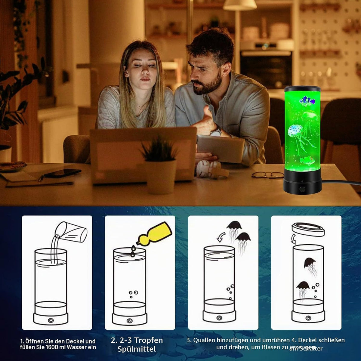 Quallen Lampe, Quallen Lavalampe, Lavalampen, Lavalampe Qualle, Jellyfish Lamp, Led Quallen Lampe 17 Farben, Quallen Aquarium Lampe Für Stimmungslicht, Nachtlicht, Zuhause Deko
