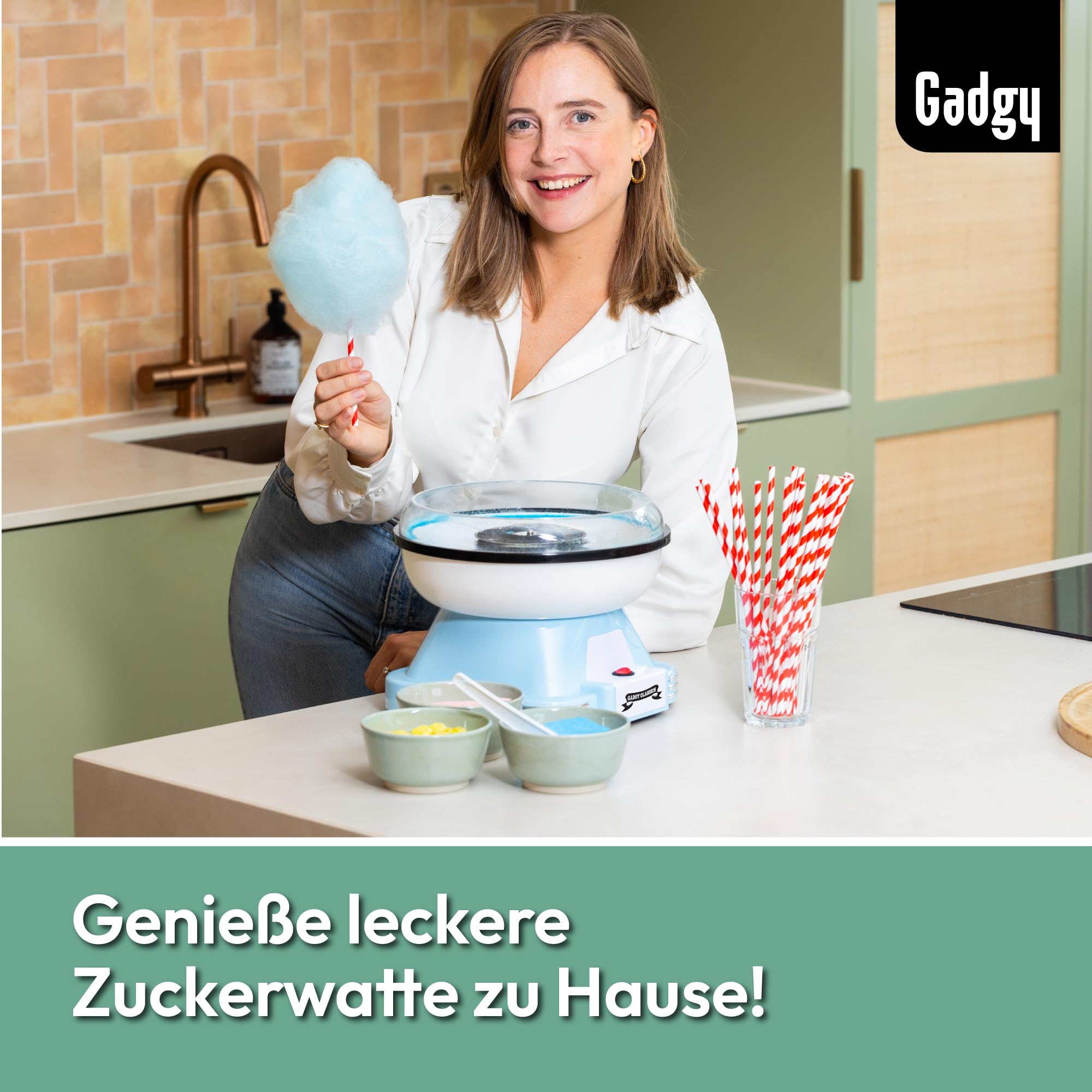 Zuckerwattemaschine für zuhause - Zuckerwatte Maschine für Zucker oder Bonbons - Cotton Candy Machine - Zuckerwatte für Kinderfest, Geburtstag und Party - Rosa