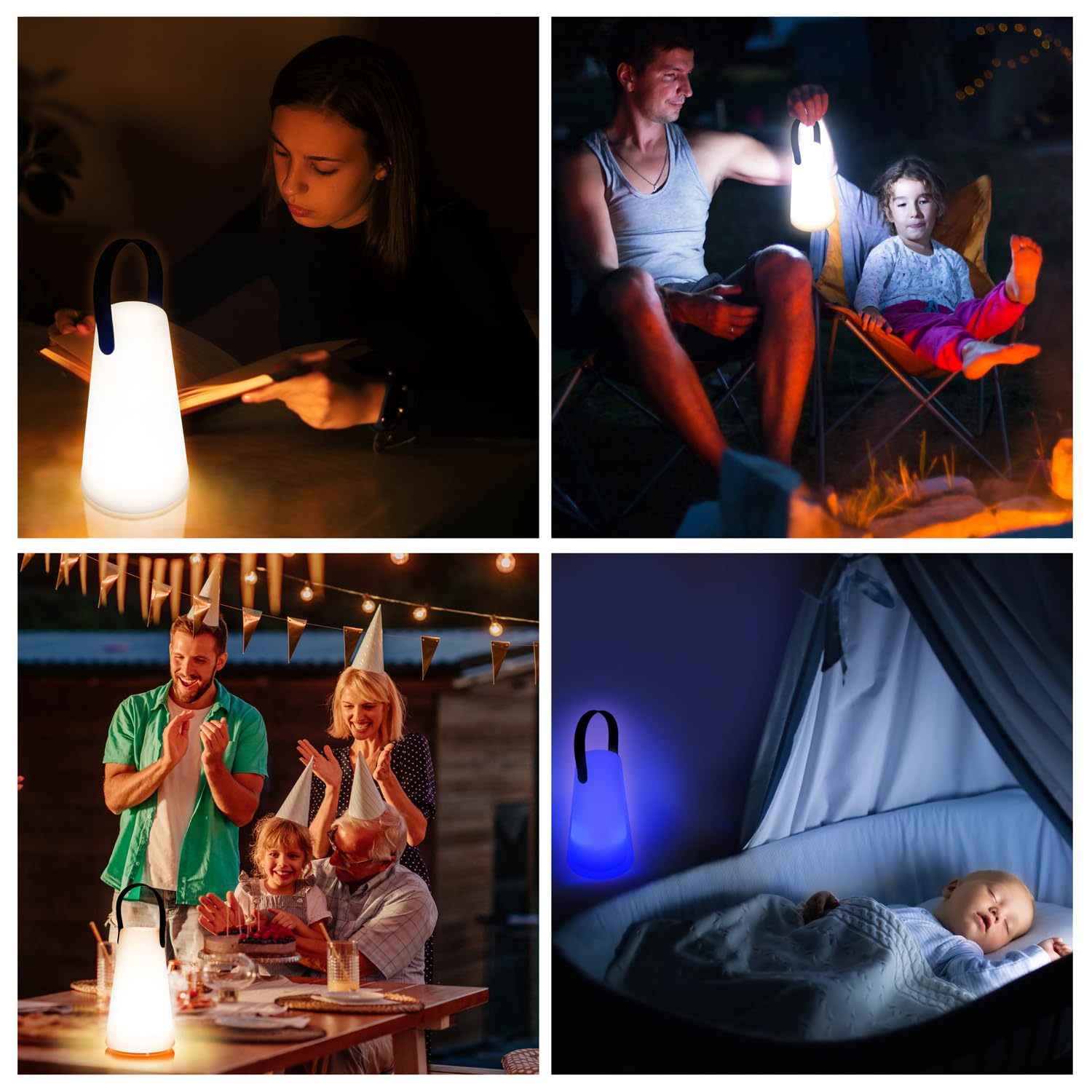 LED Tischlampe im Freien Wireless mit 1200 mAh Batterie Light USB Wiederaufladbare Wasserdichte Tischlampe im Freien mit Hängehalterung (LED-Lampe mit Aufhängen)