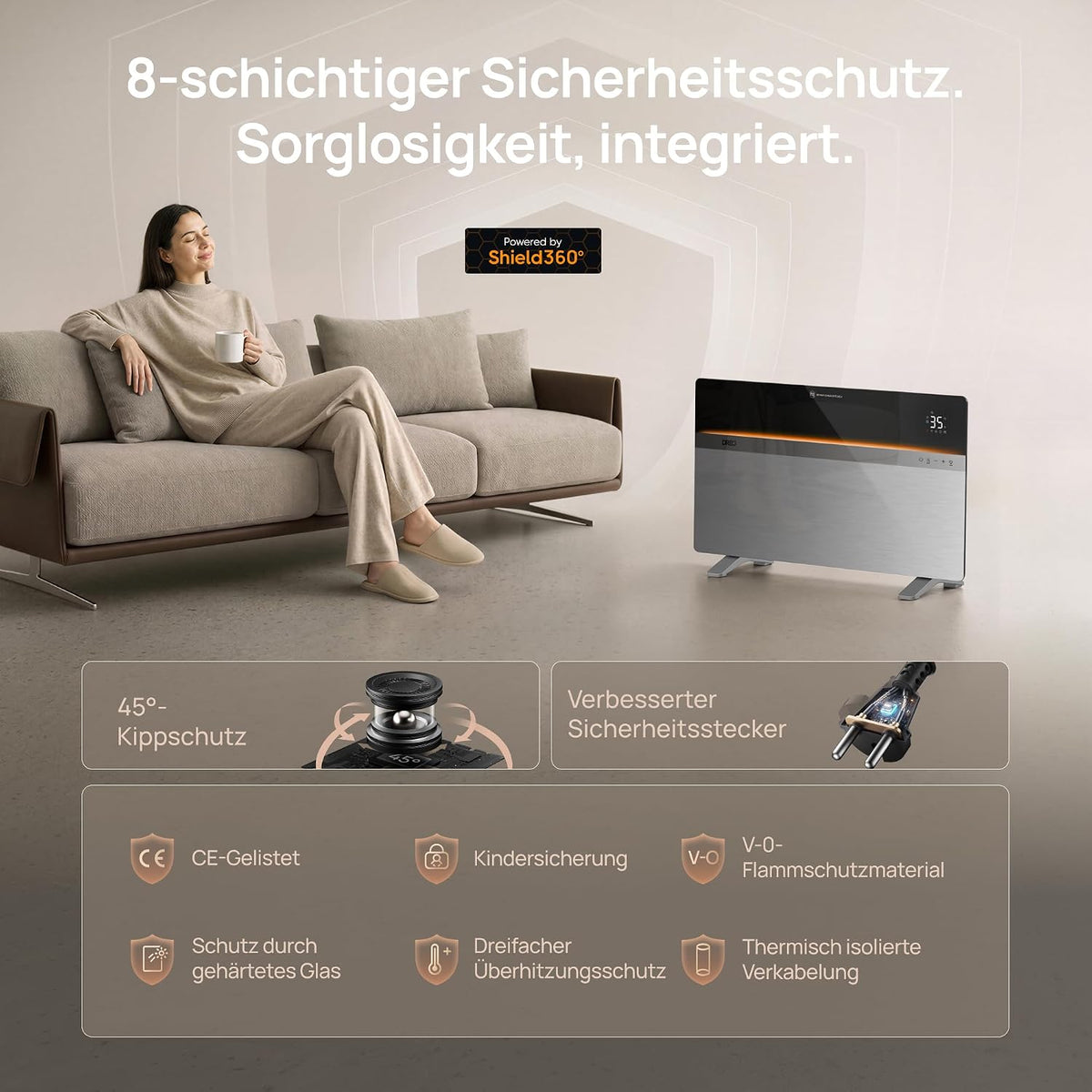 Smart Konvektorheizung, 2000W Heizlรผfter fรผr Groรe Rรคume