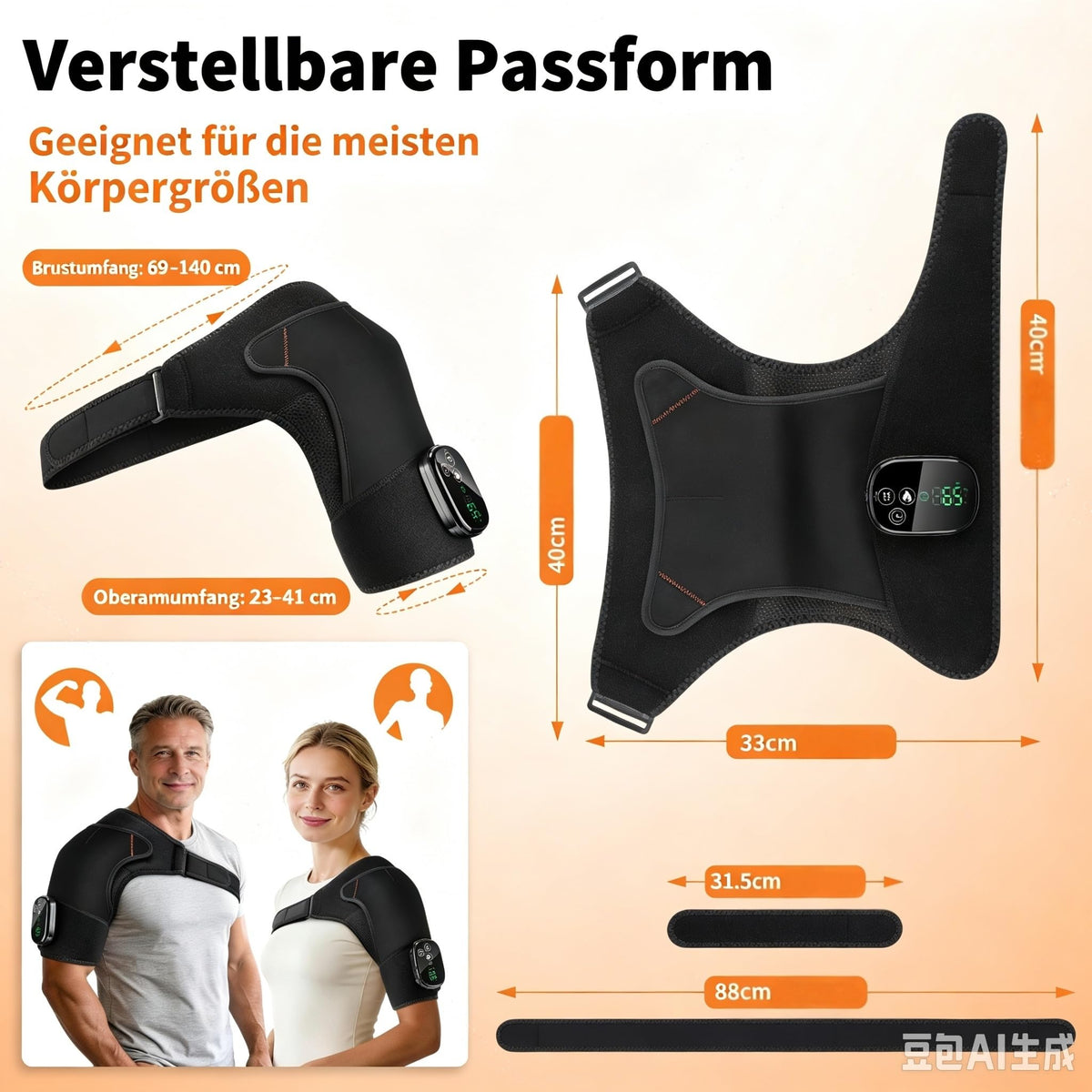 Schulter Massagegerät Kabellos Schulterbandage mit 5 Heizstufen & Vibration