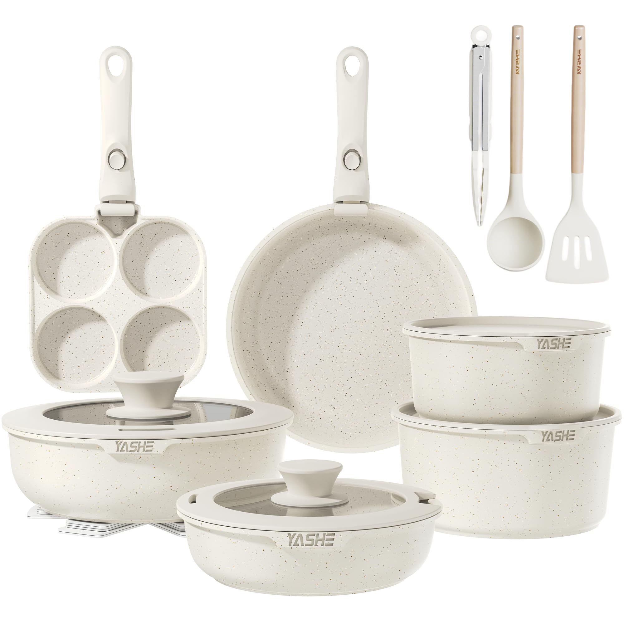 20er Set Kochtopf mit Anti-Haft-Beschichtung, abnehmbare Griffe, geeignet für Induktionskocher, Ofen bis 230 °C, Geschirrspüler sicher / NEU & OVP!