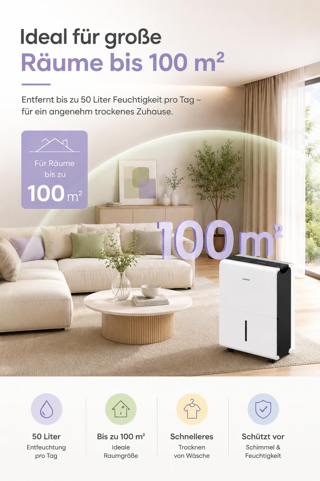 Luftentfeuchter Smart modus ,Timer 24H,Wassertank ,APP-fähig, Weiß