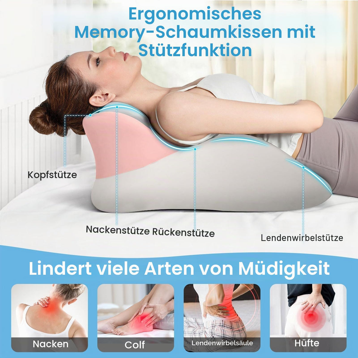 Keilkissen, Lesekissen Entspannungskissen für Bett, Sofa und Boden