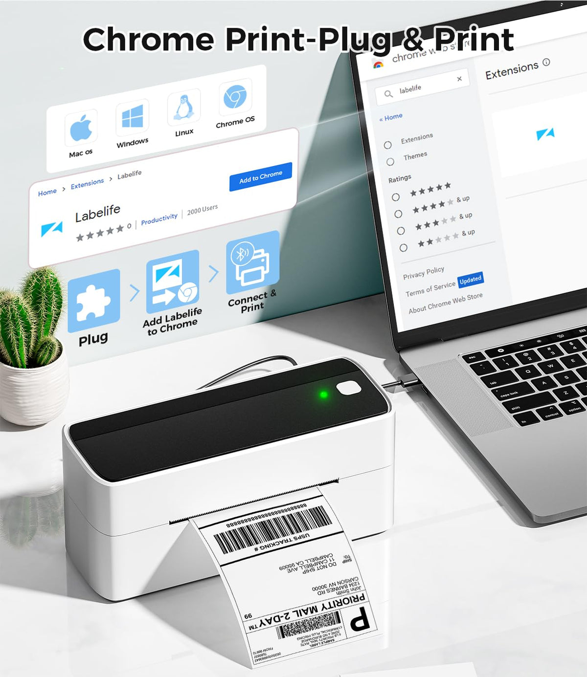 Bluetooth DHL Etikettendrucker, Label Printer - Thermodrucker
