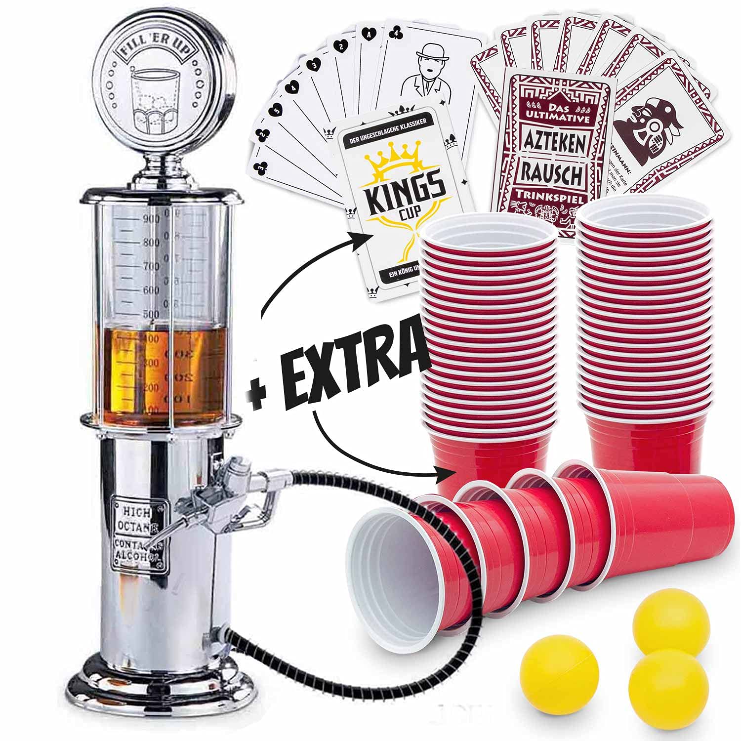 Retro Getränkespender im verchromten Nostalgie Design | Bar-Butler Zapfsäule mit Zapf-Schlauch für Party Getränke Dispenser Biertower Bierspender Zapfanlage Biersäule Schanksäule | Party Gadgets