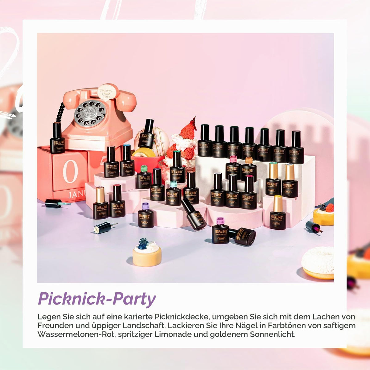 UV Nagellack Set Weiß Rosa Violett Rot Grün Blau Gel