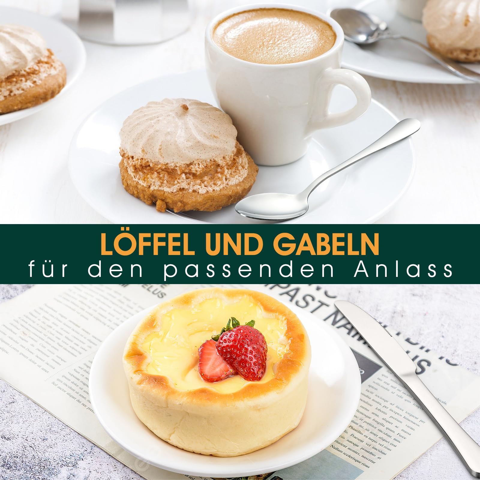 Besteck Set Schwarz für 8 Personen, 48-teiliges Edelstahlbesteckset mit Steakmesser, elegantes Besteck mit Messer, Gabel, Löffel, Besteck für Küche/Restaurant