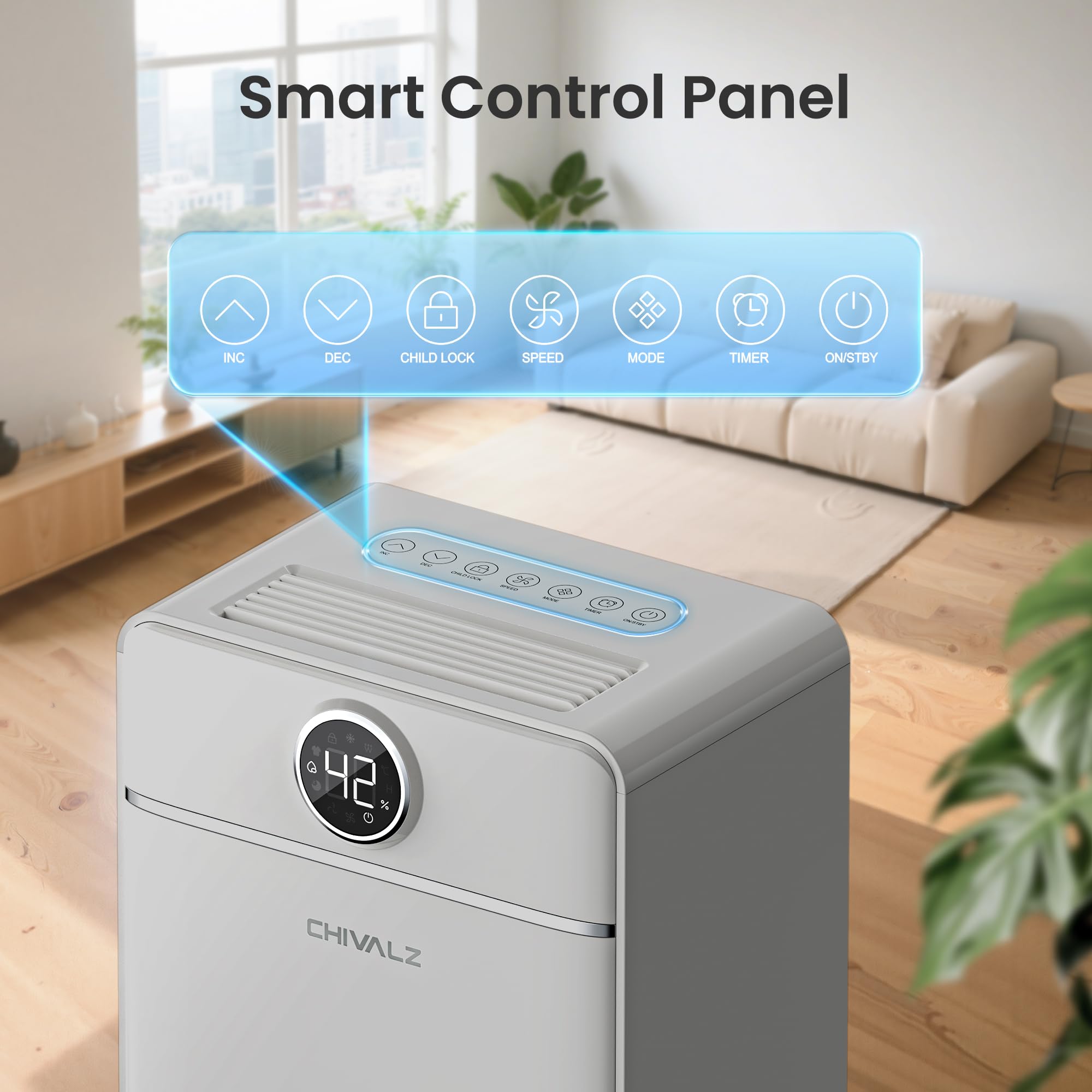 Luftentfeuchter Elektrisch, Auto Raumentfeuchter Elektrisch 30m²/120m³, Raumentfeuchter mit 3 Betriebsmodi, 24H Timer, Automatische Abtauung, Energieeinsparung - Geeignet für Keller, 1 Pack