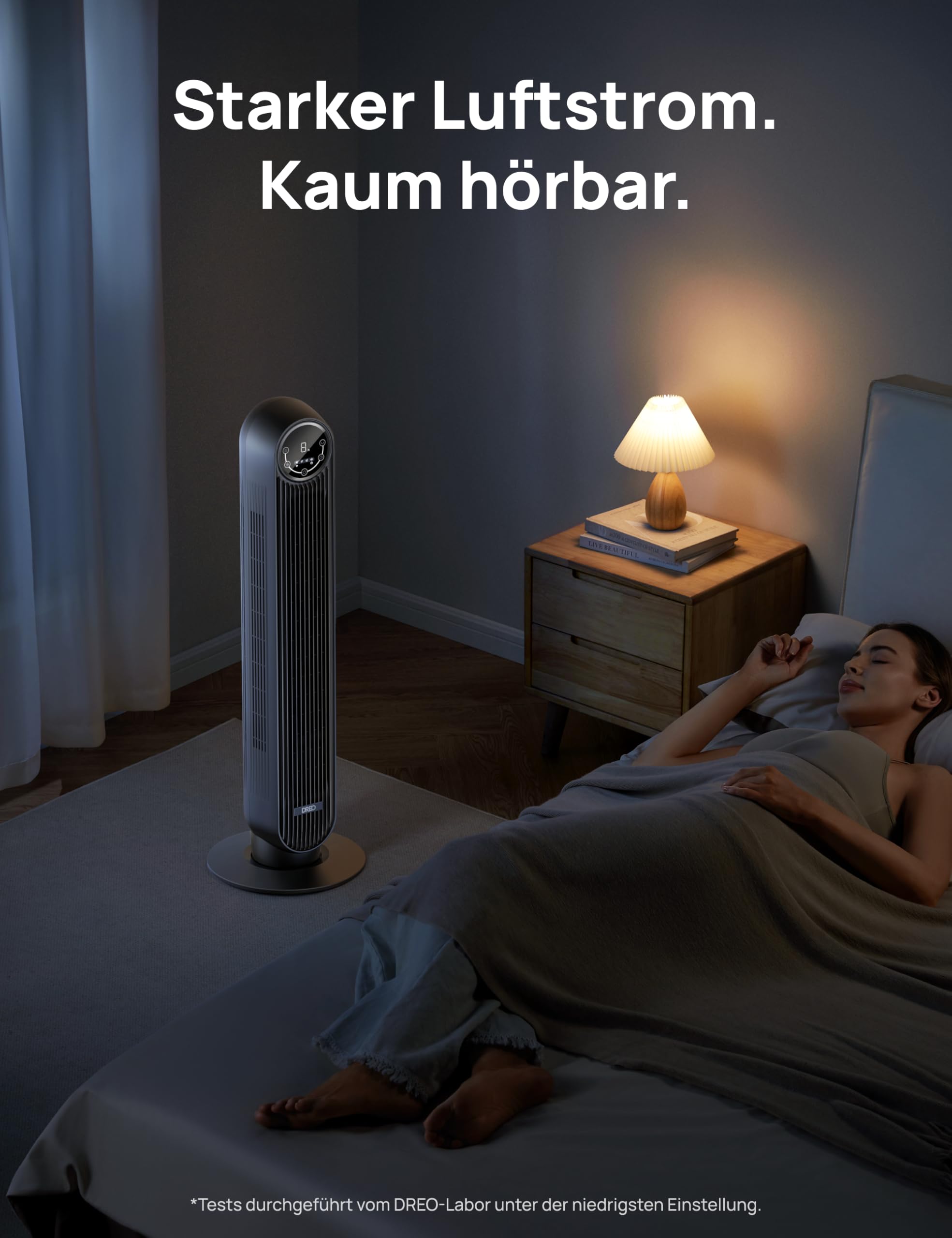 Leiser Turmventilator, 10 m Wurfweite 8 Geschwindigstufen 4 Modi 8 Std. Timer 90° oszillierende Ventilator mit Kühlung Fernbedienung für Schlafzimmer,Turmventilator 307, Schwarz