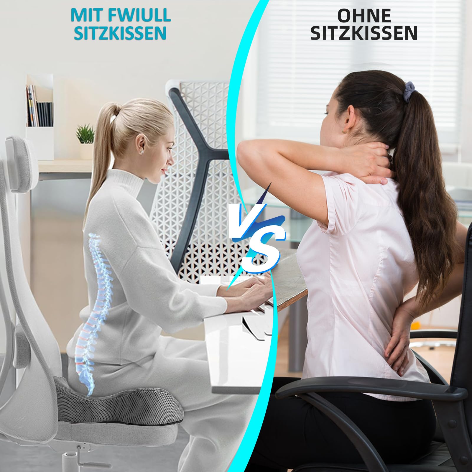 Sitz-Kissen, Hochwertiges Memory Foam sitzkissen Sitzkissen Druckentlastung Ergonomisches sitzkissen für Auto Sofa Büro