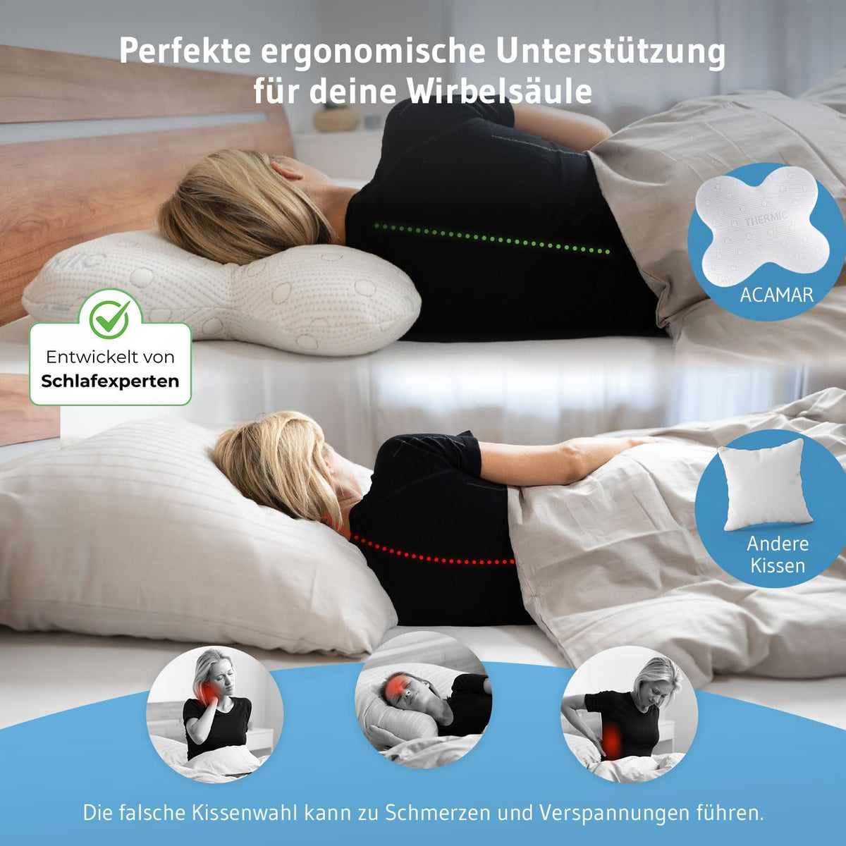Seitenschläferkissen / Schmetterlingskissen mit Thermo Bezug