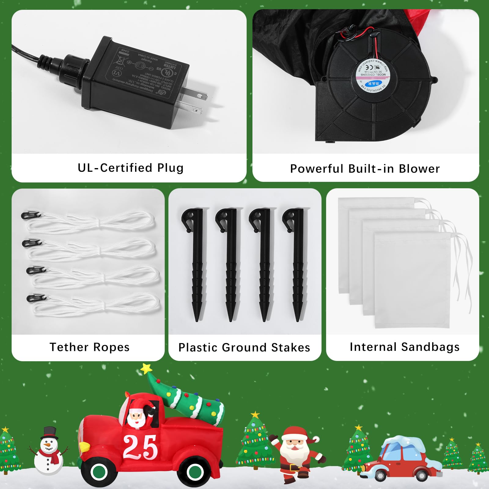 Aufblasbare Weihnachtsdeko, Riesiger Weihnachtsbaum Bogen mit 8 LED Leuchten, Wasserfest Beleuchtet Aufblasbar Weihnachtsdeko Aussen für Hof Garten Feiertag Weihnachtsdekoration