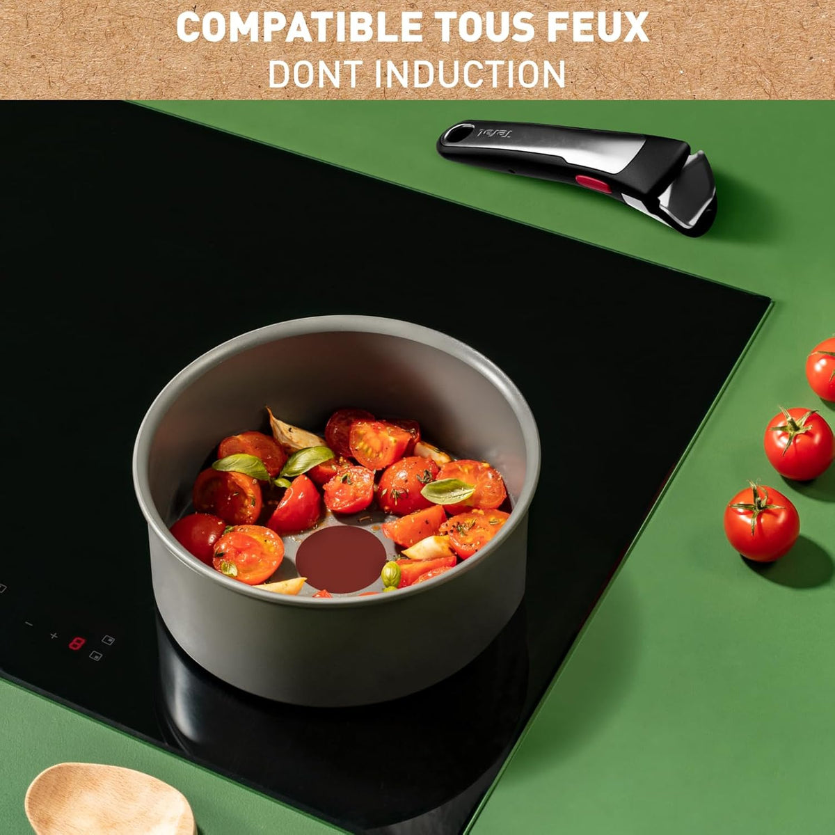 Tefal Ingenio Renew 5-teiliges Pfannenset 22/28 cm, Töpfe 16/20 cm, Abnehmbarer Griff, Induktion, Keramikbeschichtung, Thermo-Signalfunktion