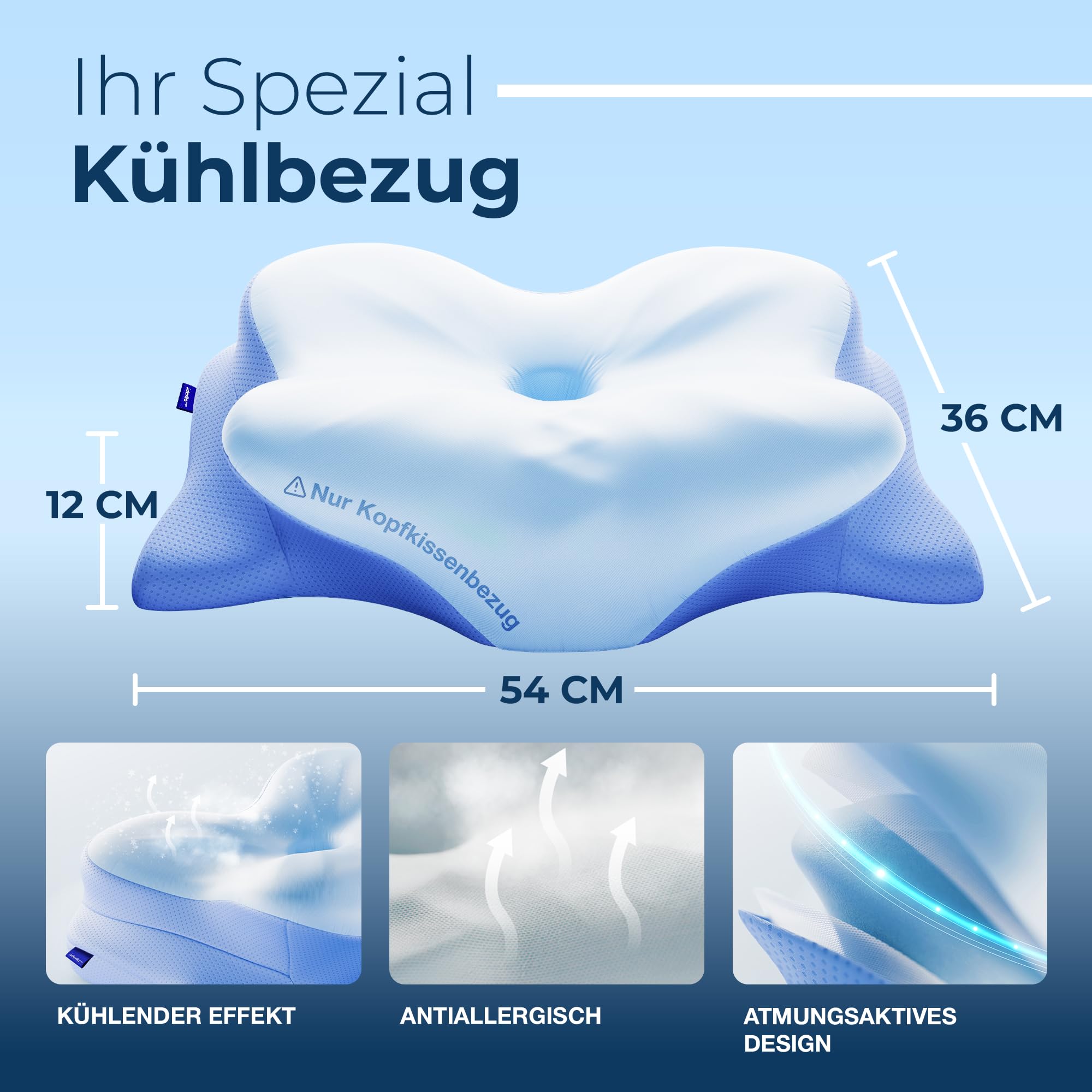 Ergo Halskissen, Memory Schaumkissen, Halsstütze Kissen, Ergonomisches Kissen, Kissen für Seiten, Rücken- und Bauchschläfer