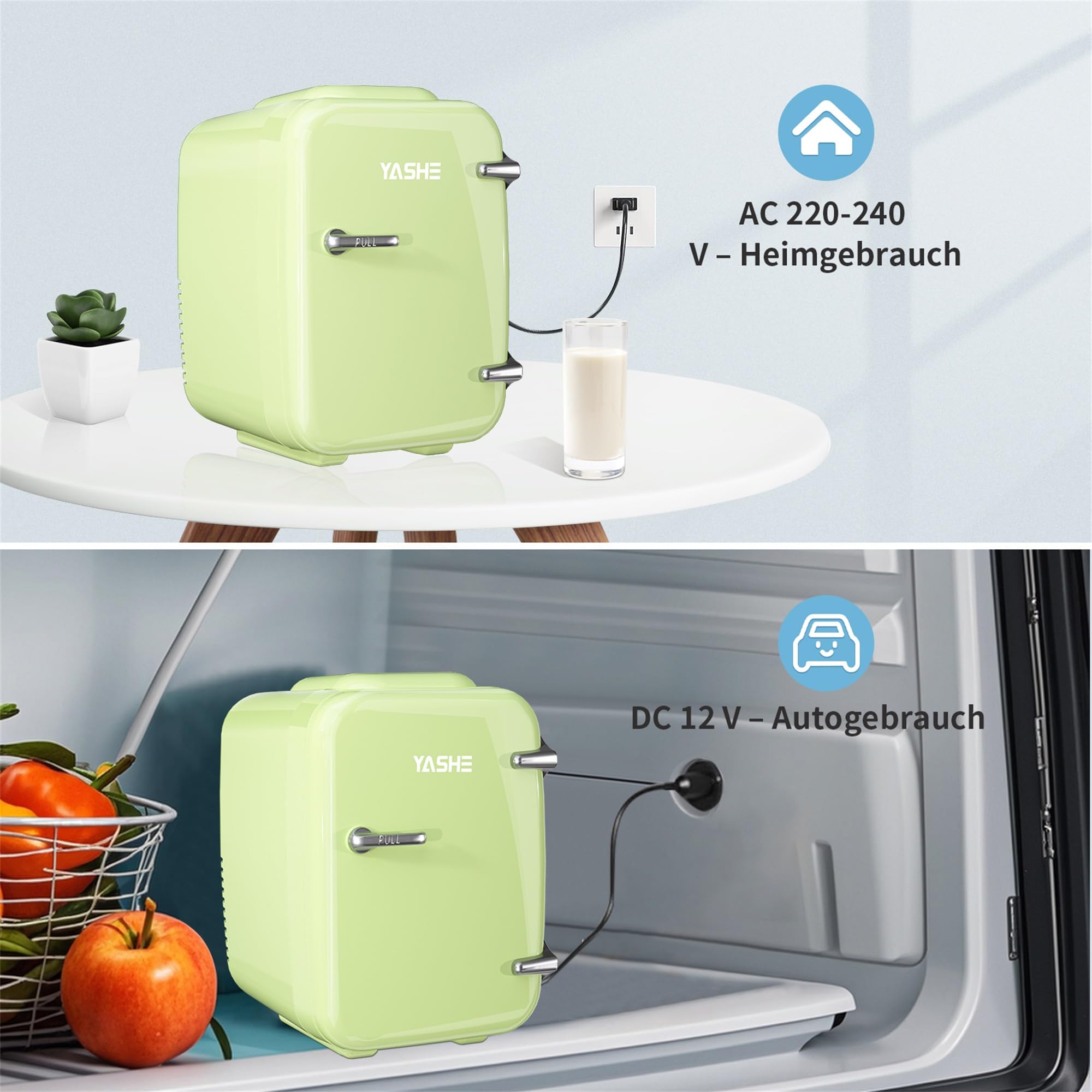 Mini Kühlschrank, 4 Liter Mini-Kühlschränke für Kosmetik, Getränke, 220V AC/ 12V DC Thermoelektrische Kühlung und Erwärmung, Kleiner Kühlschrank für Schlafzimmer, Büro, Wohnheim, Auto