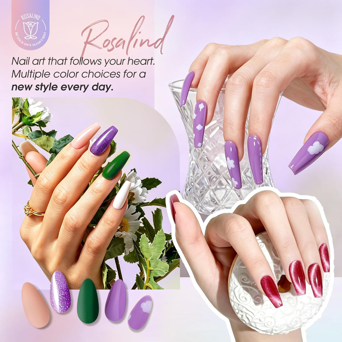 UV Nagellack Set Weiß Rosa Violett Rot Grün Blau Gel