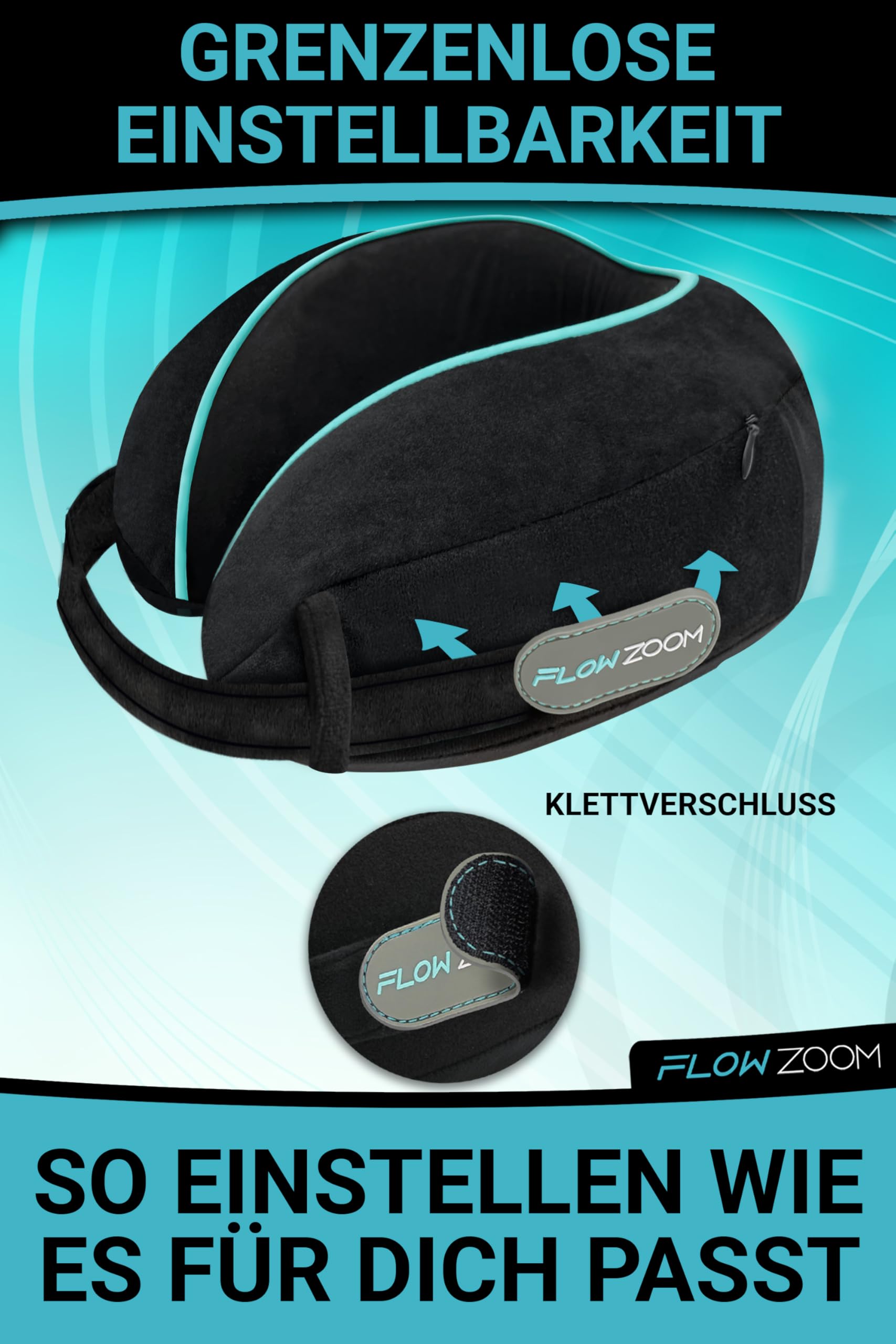 Bequemer Neck Cushion Flugzeug & Auto Reisekissen Memory Foam mit schlankem Rücken und waschbarer Abdeckung (Velvet Soft & Breathable) - Neck Cushion Adults Grey