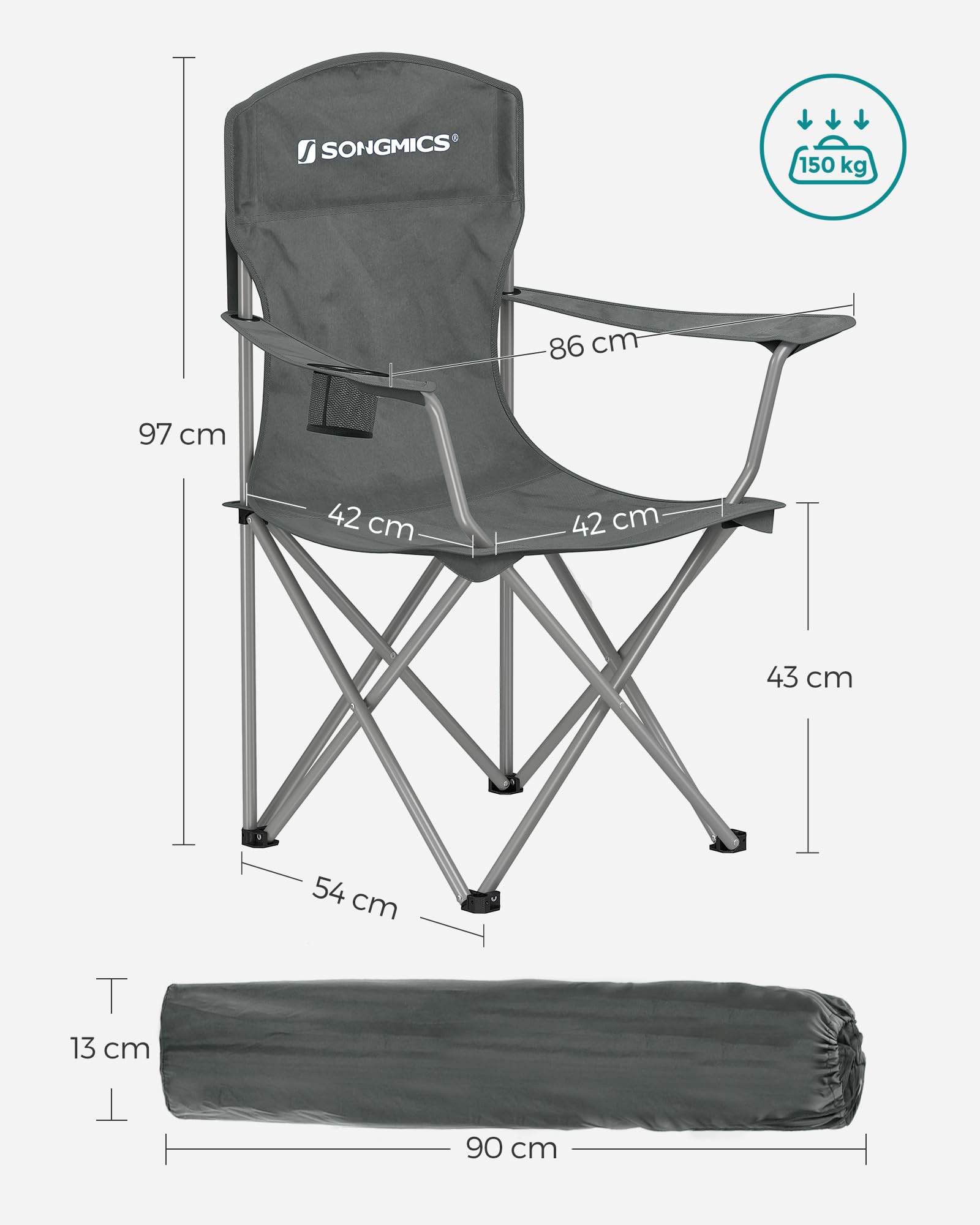2er Set Klappstuhl Campingstuhl Bequeme Schwerlaststruktur bis 150kg belastbar mit Getränkehalter Outdoor Stuhl
