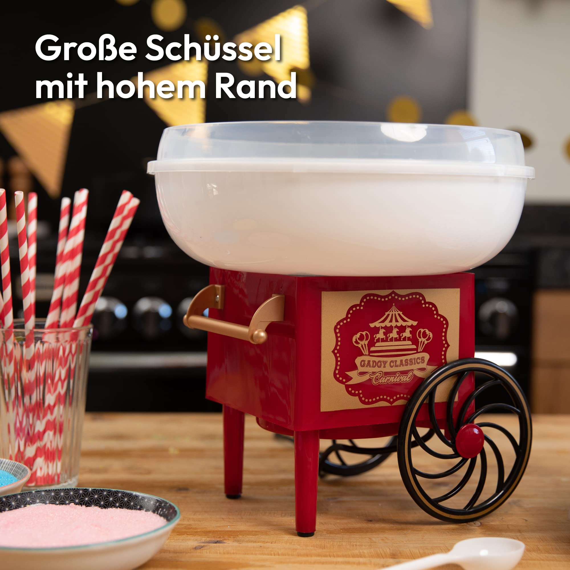 Zuckerwattemaschine für zuhause - Zuckerwatte Maschine für Zucker oder Bonbons - Cotton Candy Machine - Zuckerwatte für Kinderfest, Geburtstag und Party - Rosa