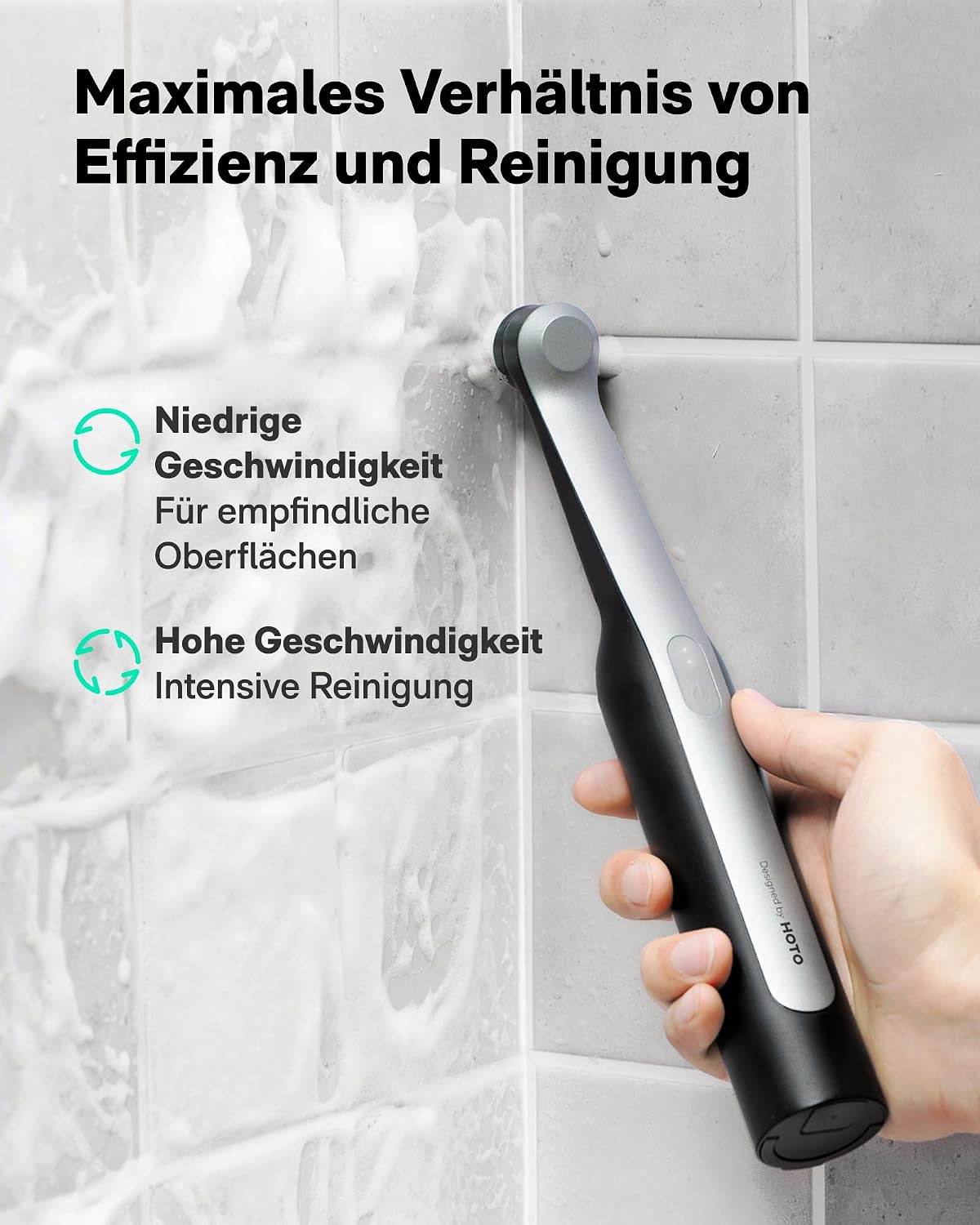 Elektrische Reinigungsbürste Wand, USB-C Kabellose Fugenbürste, IPX7 | 12 Reinigungsköpfen, Bad Putzbürste Elektrisch für Fugen, Ecken, Fußboden, Fliesen, Küche, 3D Druck Reinigung, Bad