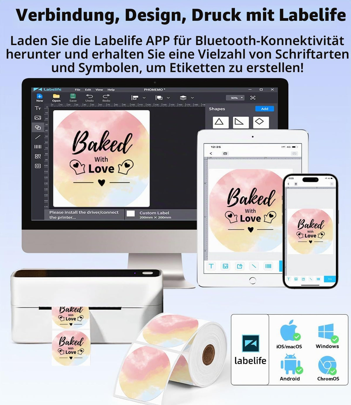 Bluetooth DHL Etikettendrucker, Label Printer - Thermodrucker