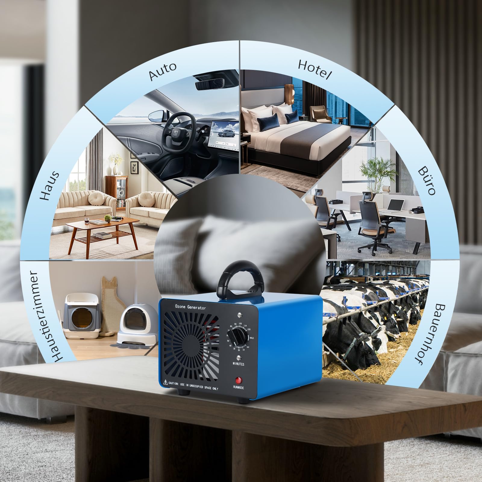Ozongenerator - Ozon Luftreiniger Ozongerät bis zu 400㎡,120-Minuten-Timer,O3 Ozonisator für Auto Garagen Wohnung Hotels Küche und Haustiere,Reinigen Gerüche/Verschmutzung