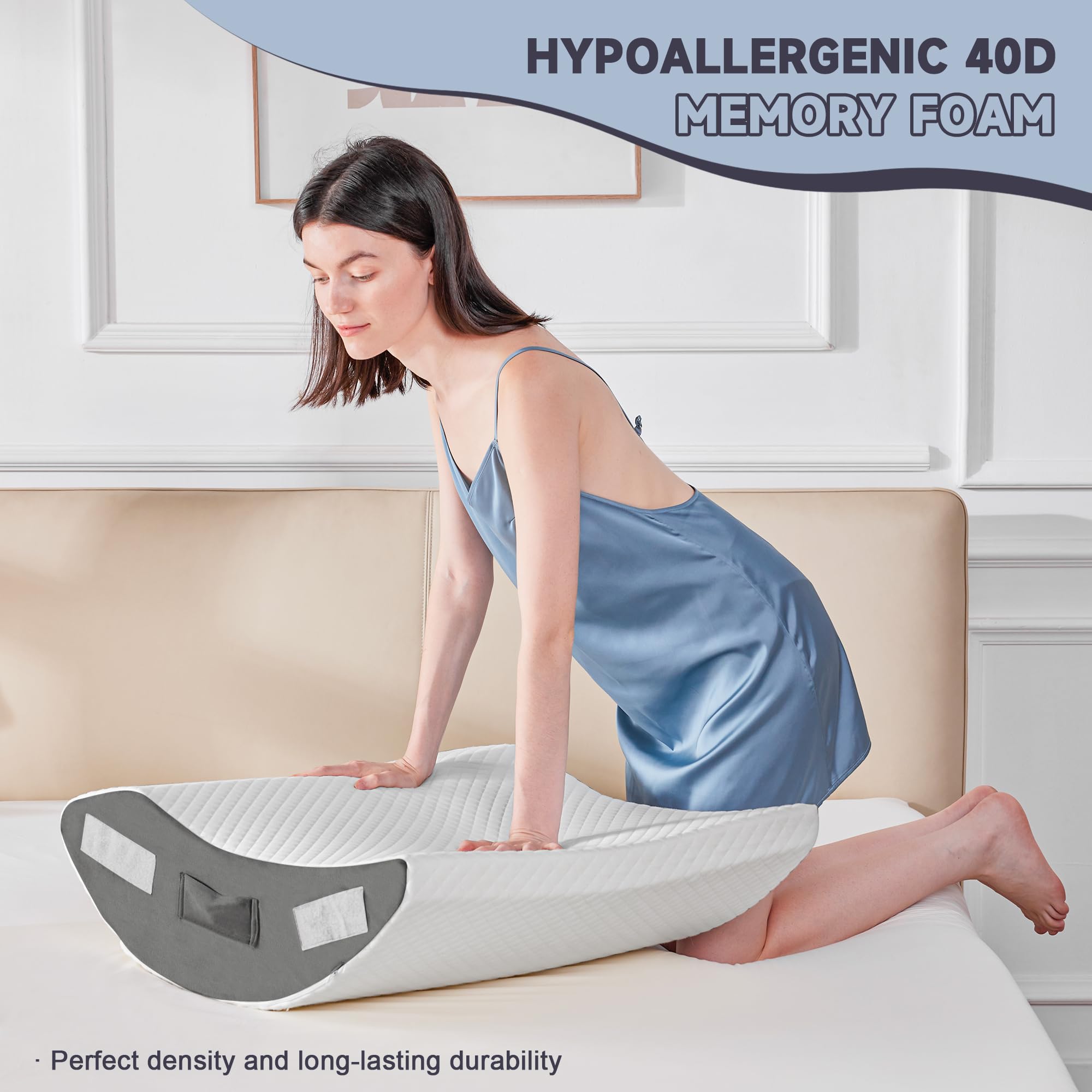 Orthopädische Bett Keil Kissen Set für das Schlafen, Post Chirurgie Schaum Kissen für Körper, Rücken und Beine Schmerzlinderung, Dreieck justierbare Stützkissen mit Säure Reflux Schlafkissen Weiß