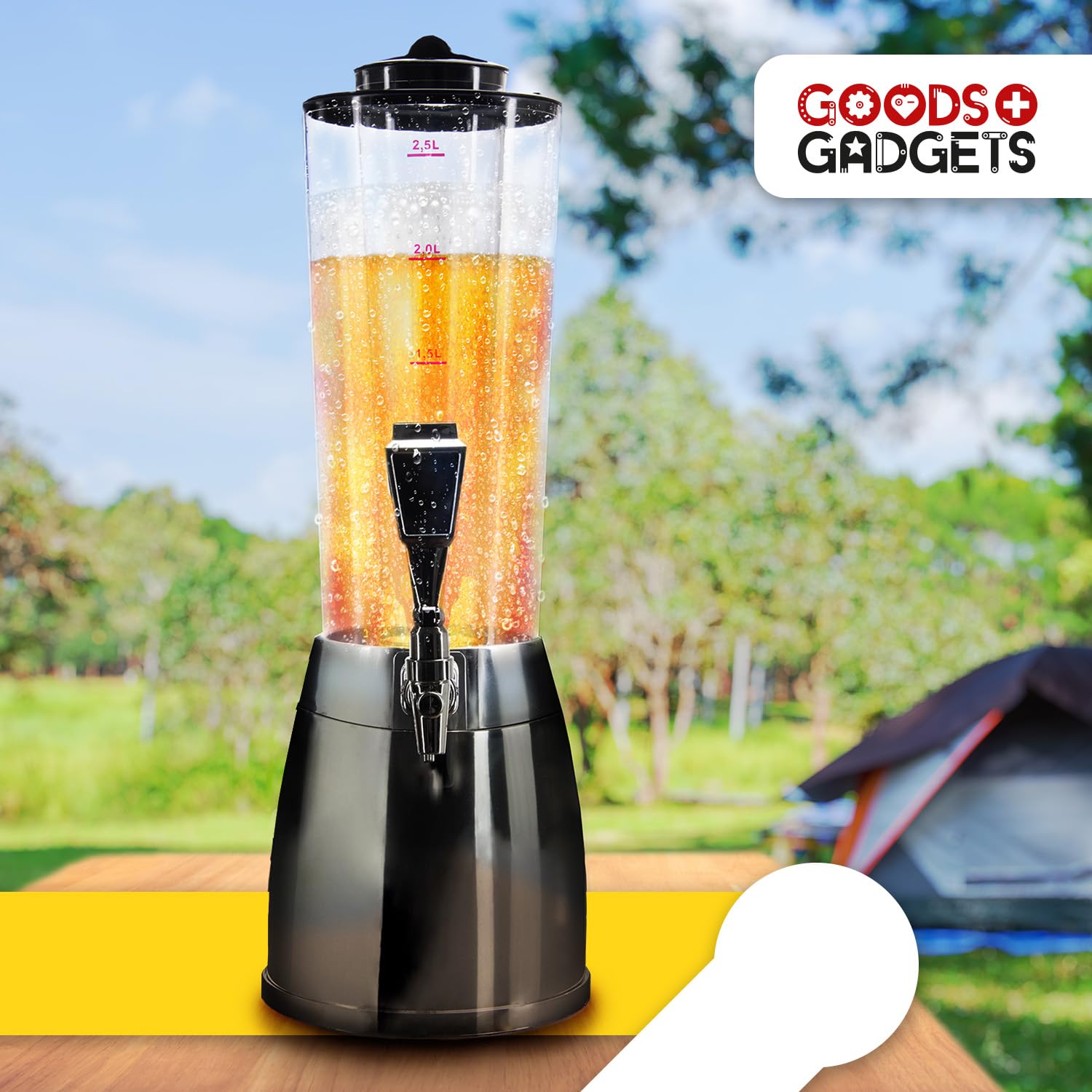 Colonne à bière 4,0 L, robinet, colonne à bières cultes, distributeur de boissons avec refroidisseur de glace 1,3 L (noir)