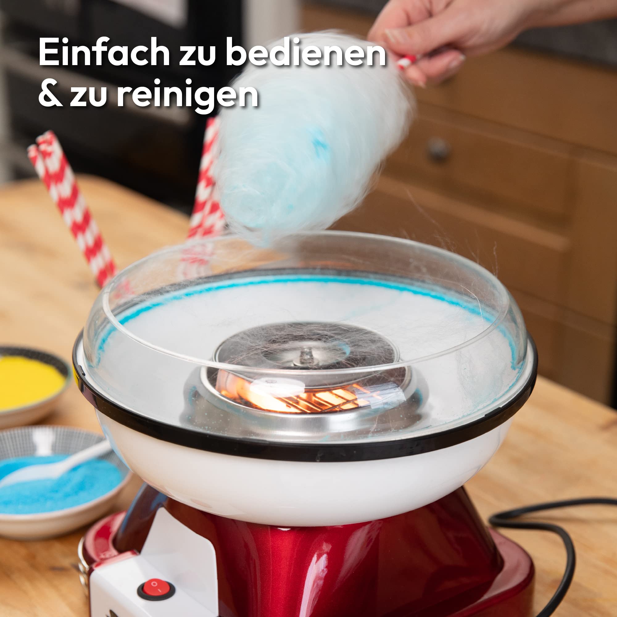 Zuckerwattemaschine für zuhause - Zuckerwatte Maschine für Zucker oder Bonbons - Cotton Candy Machine - Zuckerwatte für Kinderfest, Geburtstag und Party - Rosa