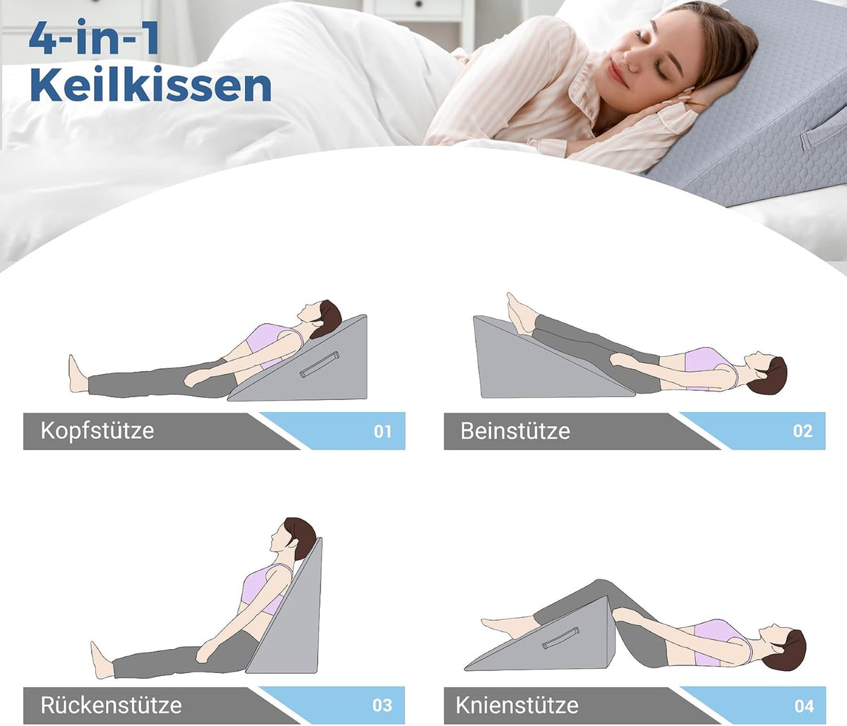 30cm Keilkissen für Bett und Sofa, Bettkeil aus Memory-Schaum