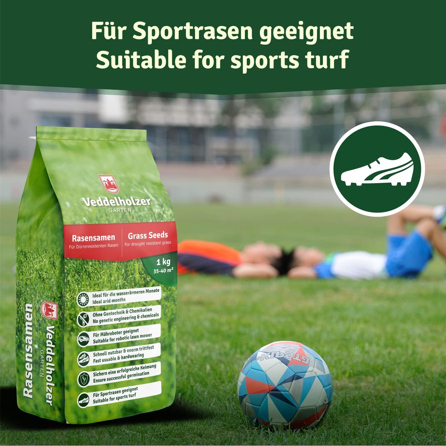 Rasensamen dürreresistent für Trockenrasen & Schattenrasen Samen Grassamen schnellkeimend ideal als Saatgut für Sport und Spielrasen Rasen für Mähroboter im Garten geeignet 1 kg = 40 m²