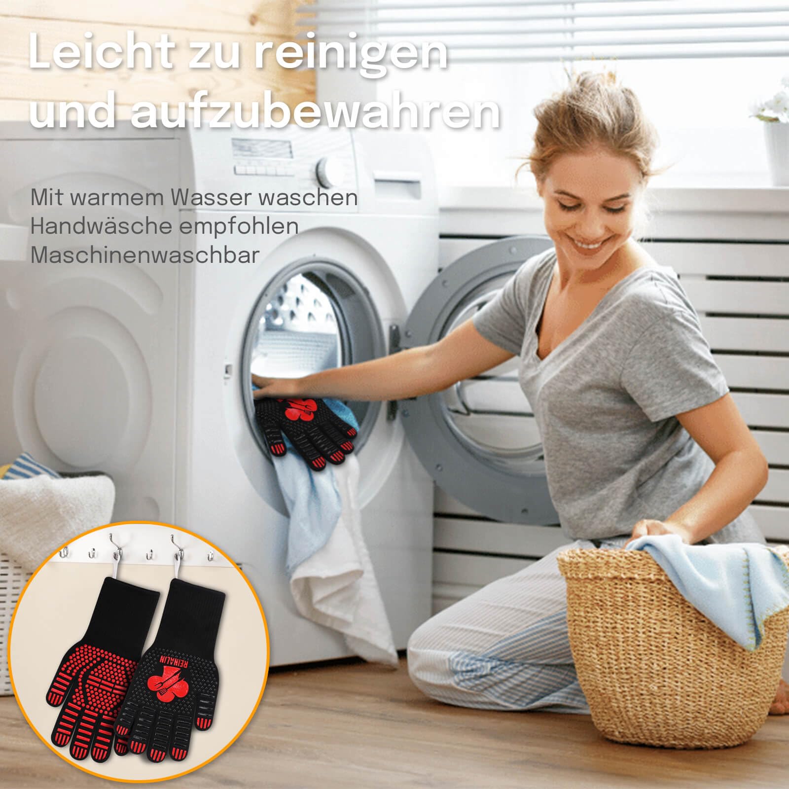 Reinalin Grillhandschuhe Hitzebeständig bis 800°C, Ofenhandschuhe Topfhandschuhe Feuerfeste Handschuhe BBQ Handschuhe Kochhandschuhe Backhandschuhe Backofenhandschuhe (L/XL/XXL, Schwarz)