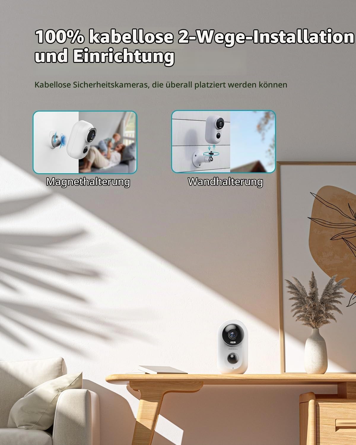 Überwachungskamera Aussen Akku, 2K Kabellose Outdoor WLAN IP Kamera mit PIR Bewegungsmelder, IR Nachtsicht, IP66 Wasserdich, 2-Wege Audio, Cloud/SD Storage, Sirenenalarm