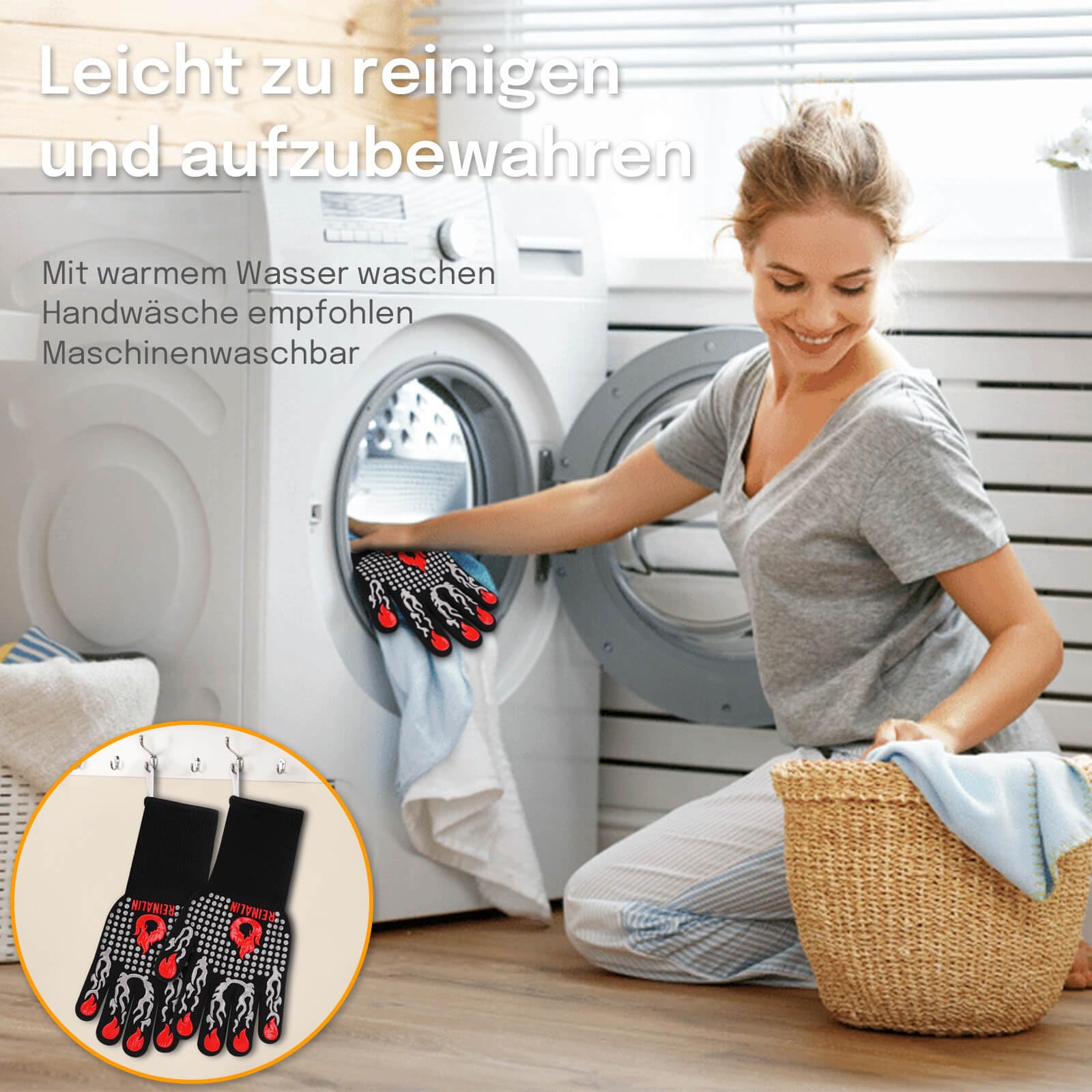 Reinalin Grillhandschuhe Hitzebeständig bis 800°C, Ofenhandschuhe Topfhandschuhe Feuerfeste Handschuhe BBQ Handschuhe Kochhandschuhe Backhandschuhe Backofenhandschuhe (L/XL/XXL, Schwarz)