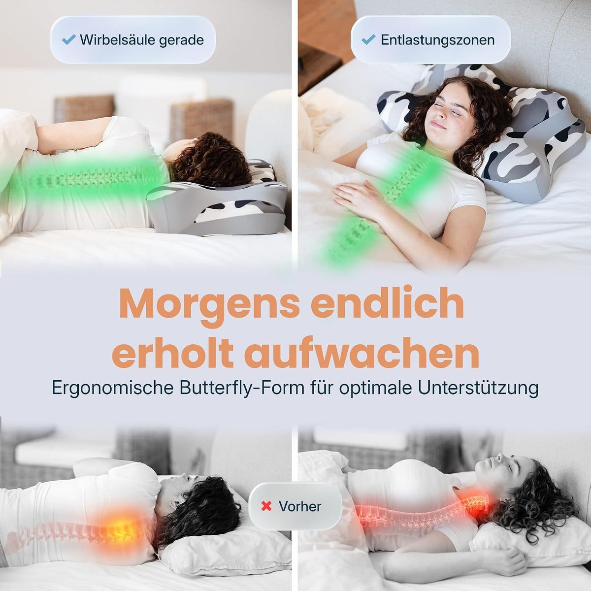 Nackenkissen – Ergonomisch - Höhenverstellbar -Seitenschläferkissen Nackenstützkissen Rückenschläferkissen Memory Foam Kopfkissen – Natürliche Nackenhaltung