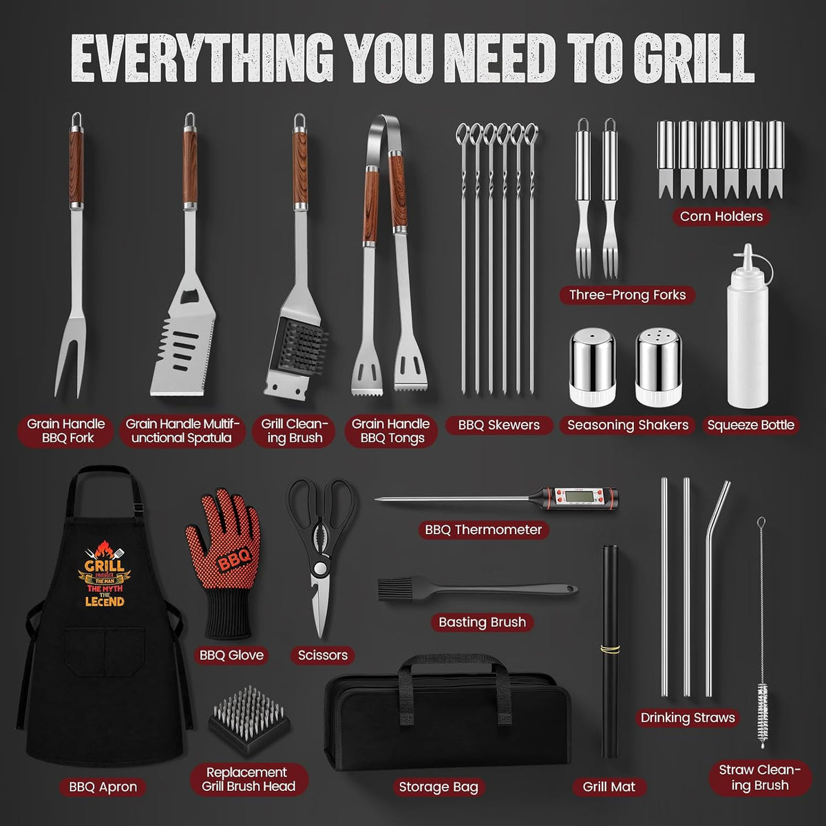 Adventskalender 2026 Männer,24 Tage Grill Adventskalender mit BBQ Grillzubehör Set,Edelstahl Grillbesteck & Grillwerkzeug,Weihnachtskalender für Erwachsene,Weihnachts Geschenk für Papa,Mann & BBQ Fans