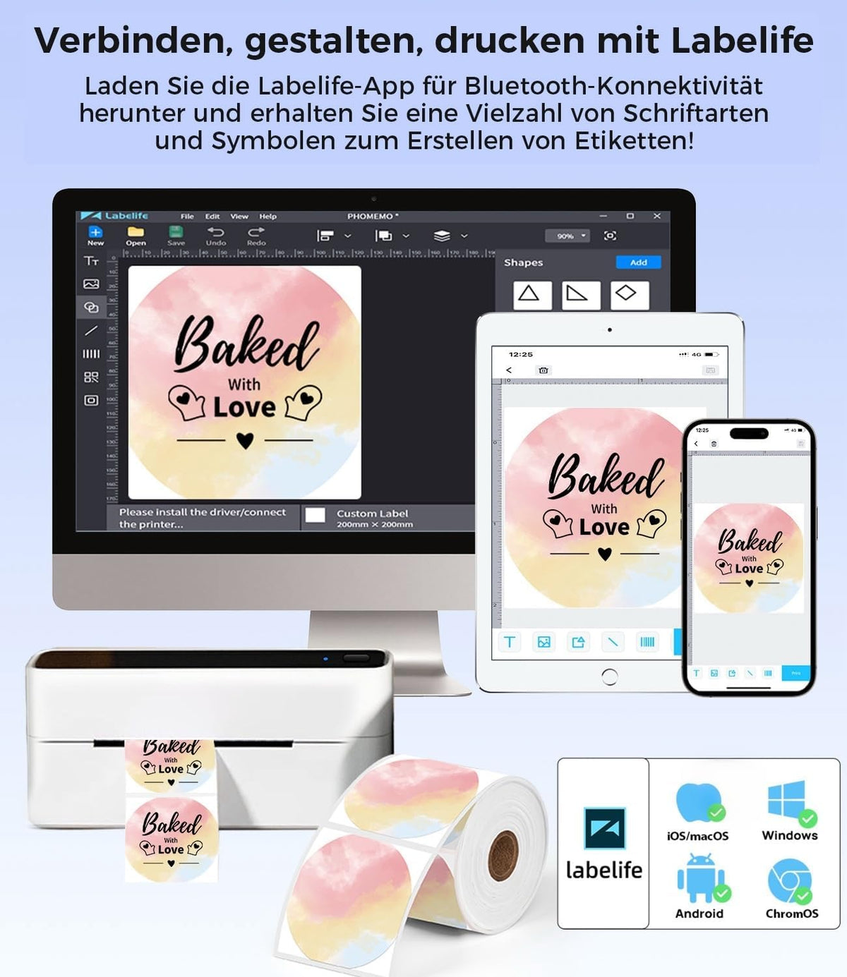 Bluetooth DHL Etikettendrucker, Label Printer - Thermodrucker