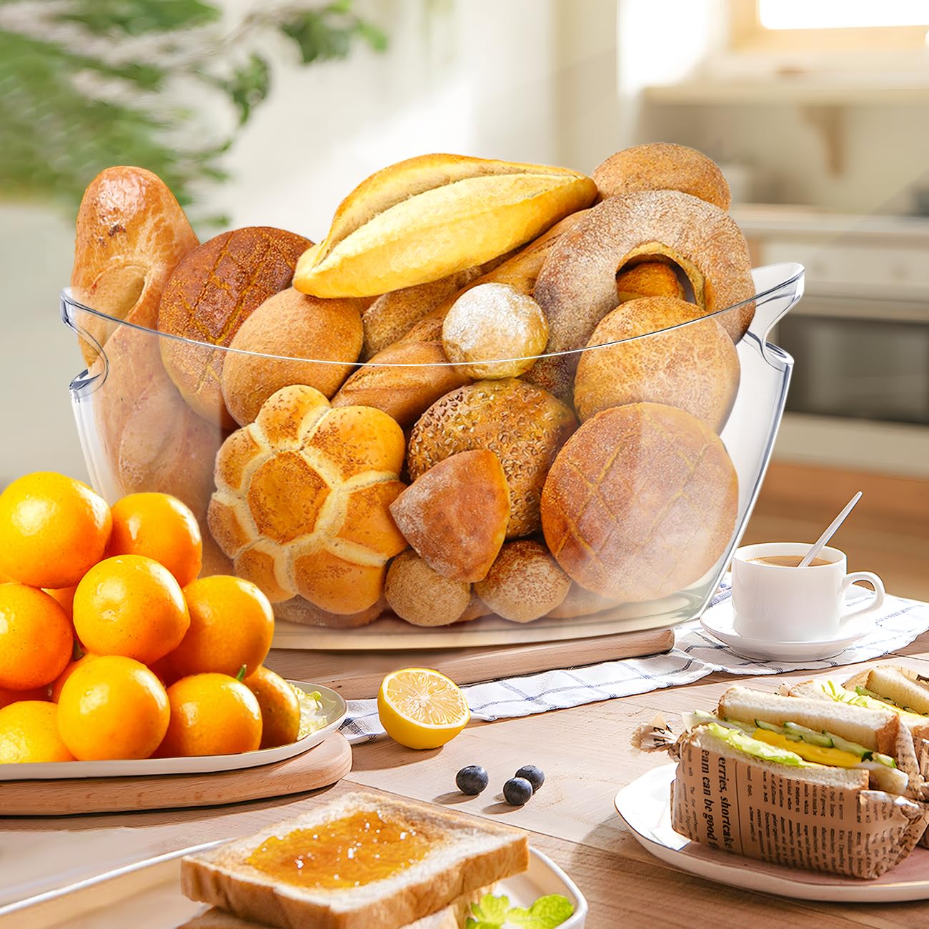 8L Eiseimer, Champagnereimer, Eiseimer, Weinkühler, Champagnerkühler, großer Eiseimer, Küchenobst und Gemüselagerbehälter (Clear)