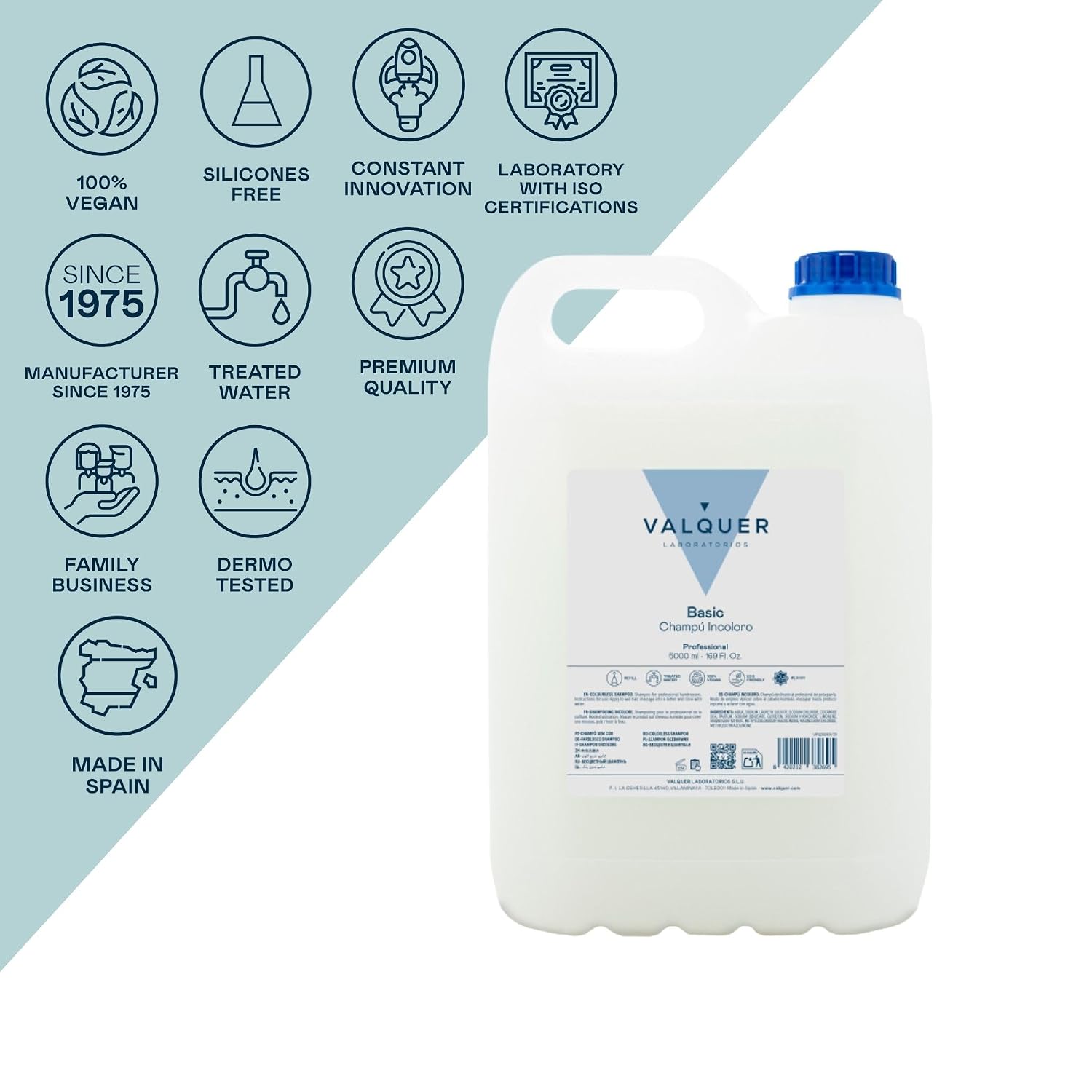 5 L Professionelle Shampoo Flasche | Stärkt und schützt das Haar | Tiefenreinigung und Geschmeidigkeit für alle Haartypen | Vegane Formel, silikonfrei