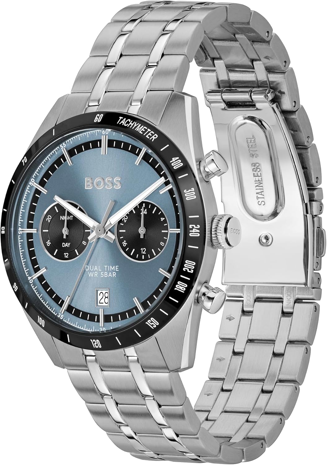 BOSS Multi Zifferblatt Quarz Uhr für Herren Kollektion TOURMASTER mit Silbernes Edelstahlarmband - 1514286